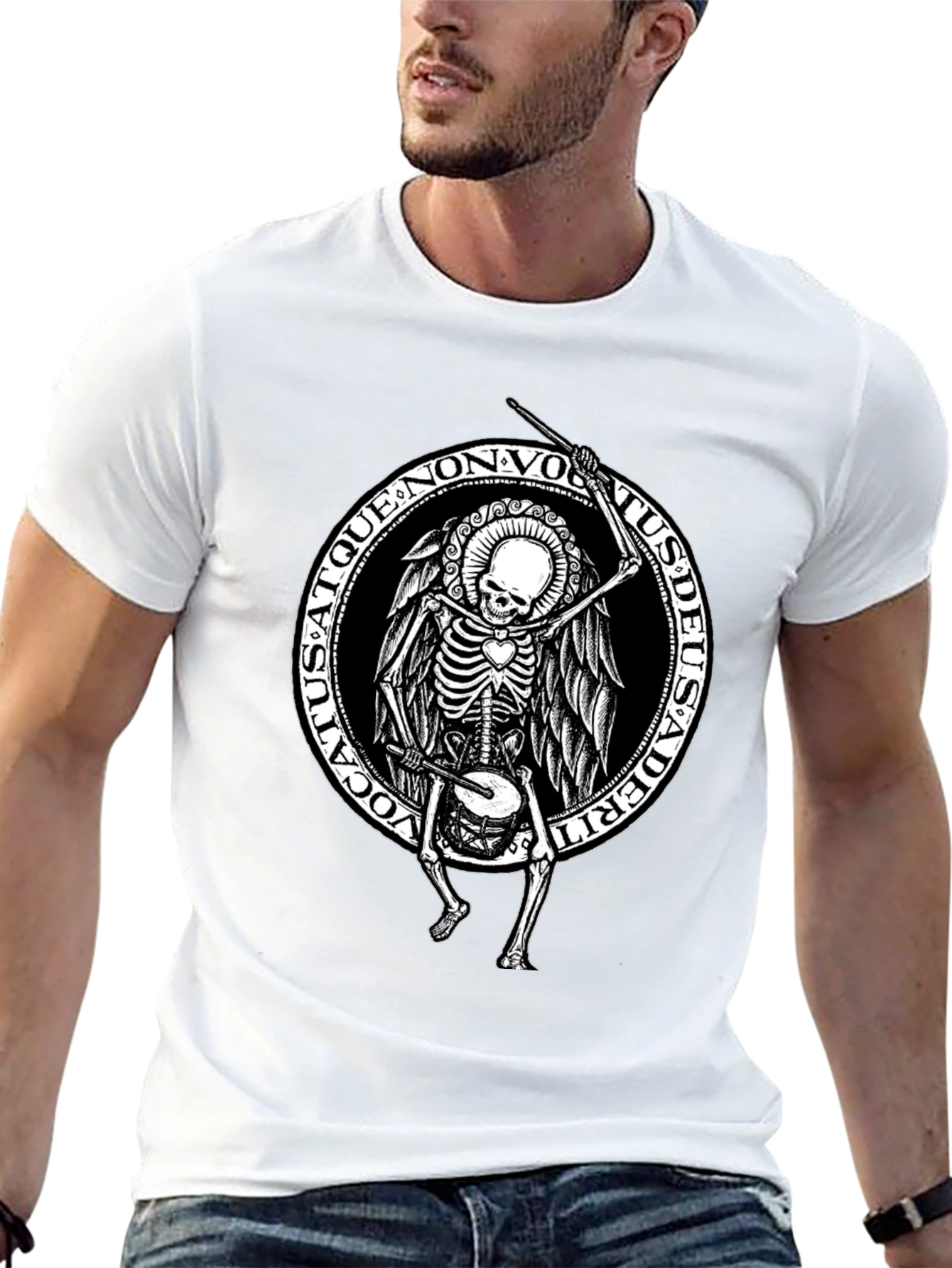 Skeleton Drummer Graphic T-Shirt