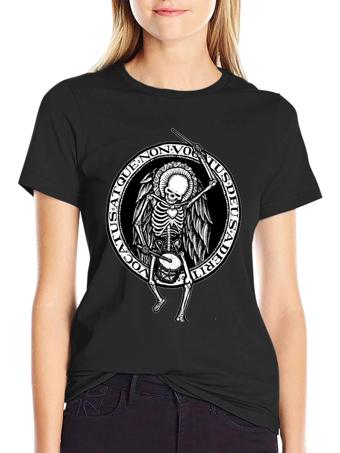 Skeleton Drummer Graphic T-Shirt