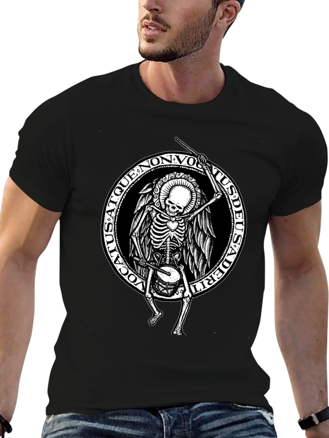 Skeleton Drummer Graphic T-Shirt