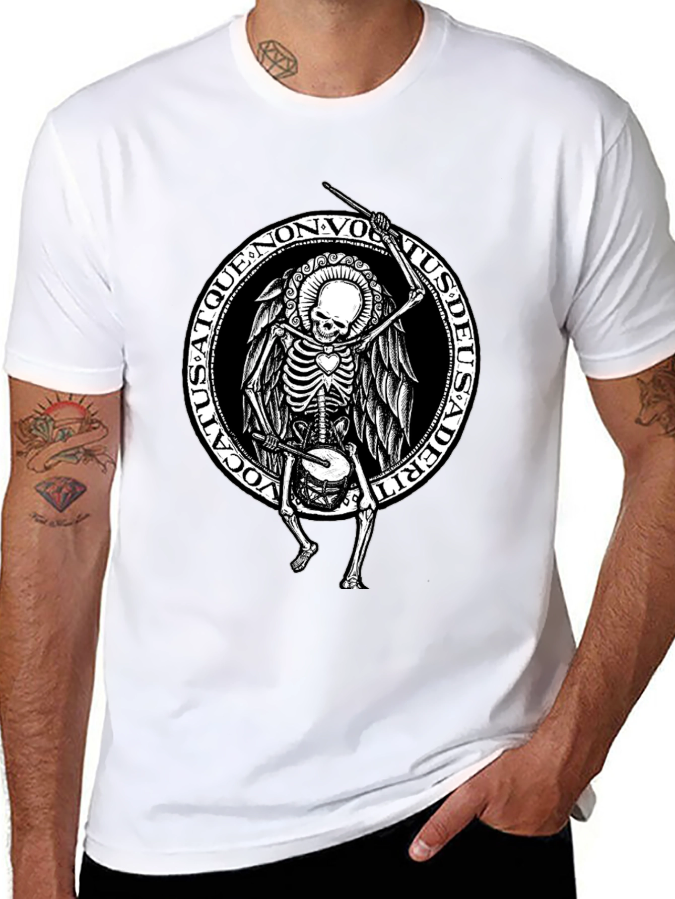 Skeleton Drummer Graphic T-Shirt