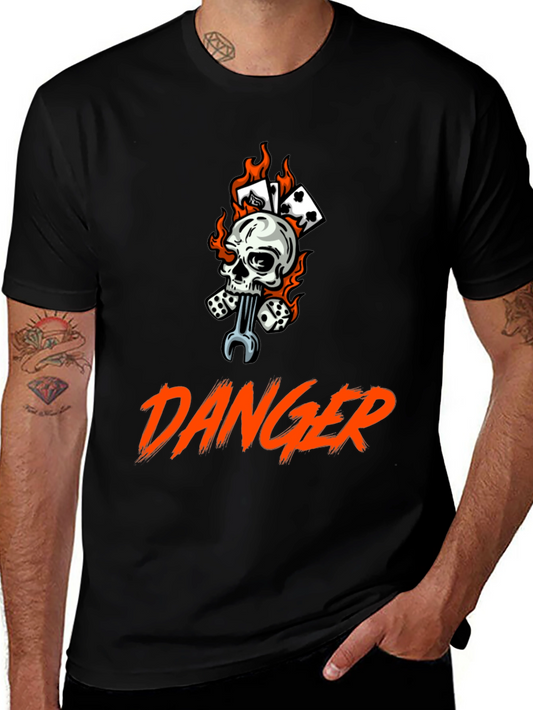 Danger Skull Graphic Black T-Shirt