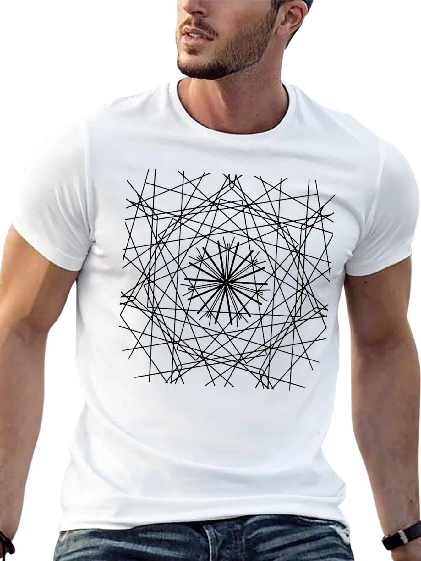 Abstract Geometric Black Graphic Tee