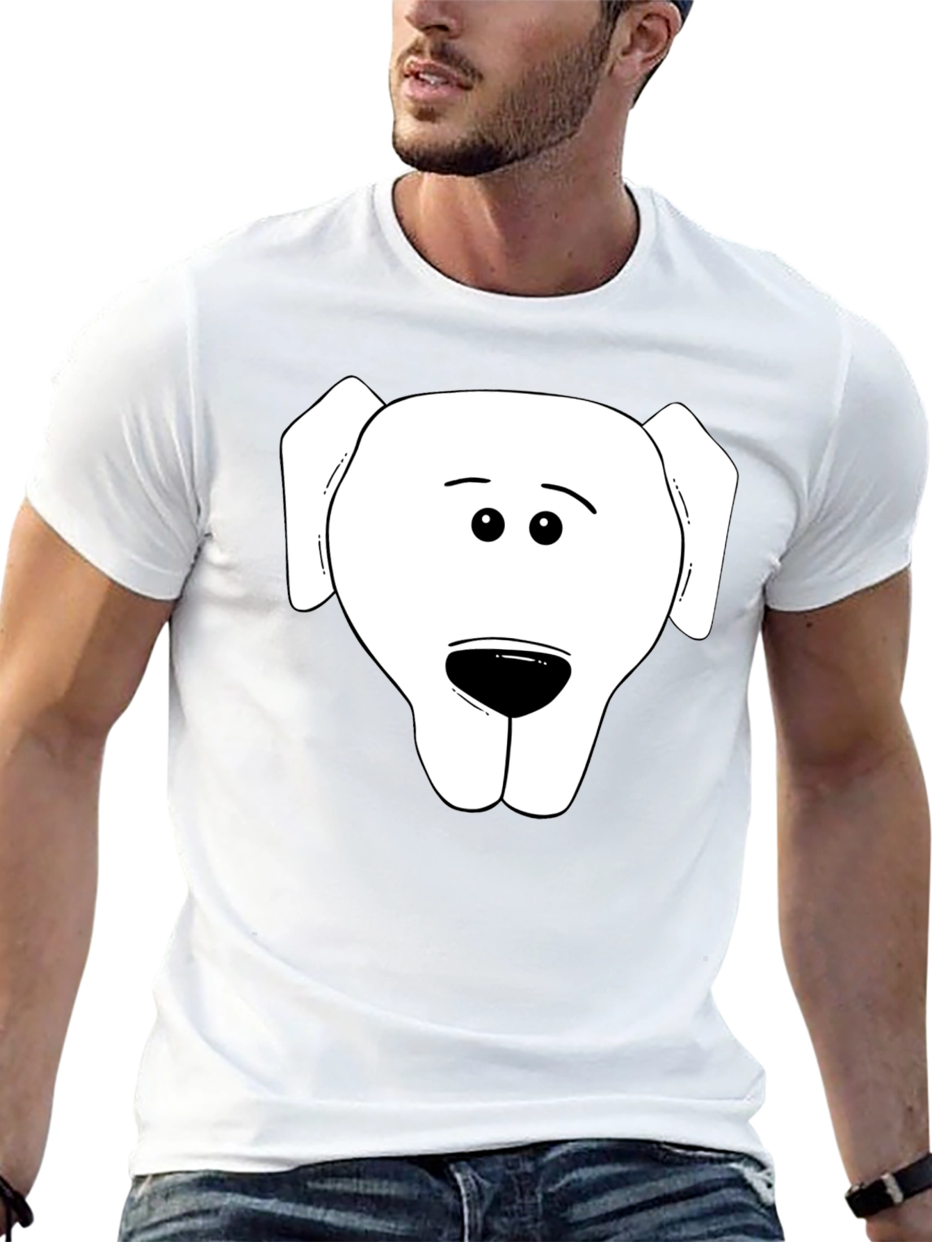 Dog Face Graphic Tee - Black Casual T-Shirt