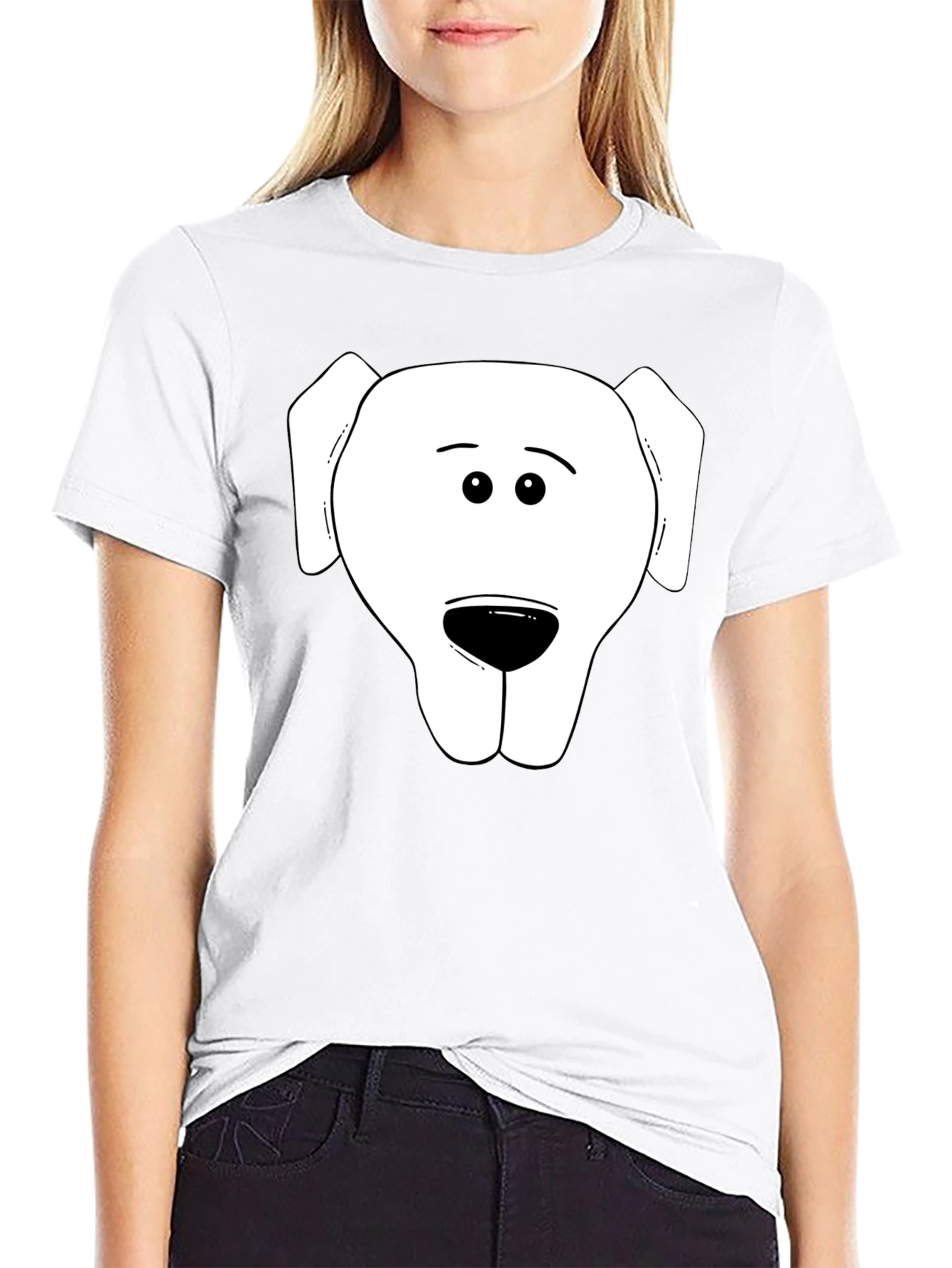 Dog Face Graphic Tee - Black Casual T-Shirt