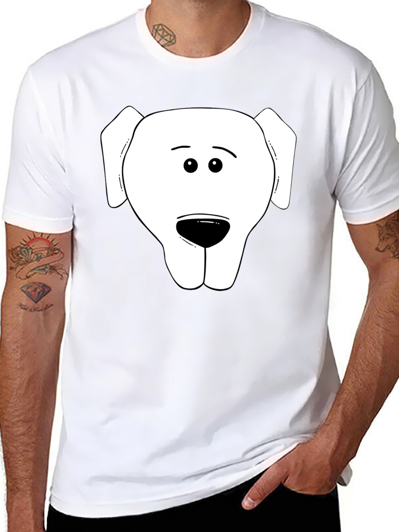 Dog Face Graphic Tee - Black Casual T-Shirt