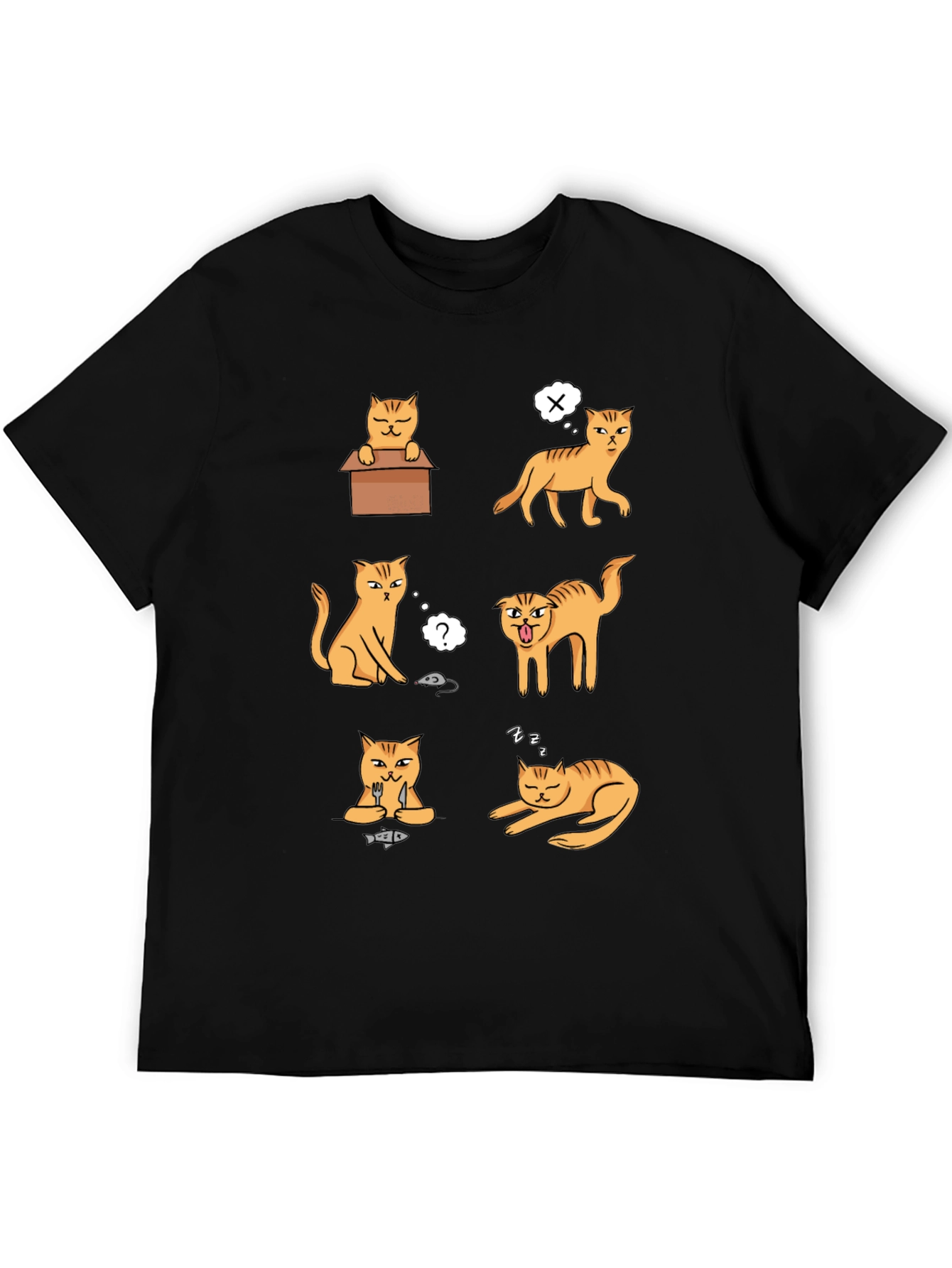 Funny Cat Graphic T-Shirt - Black