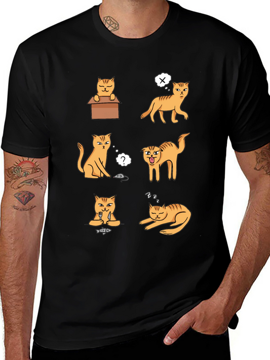 Funny Cat Graphic T-Shirt - Black