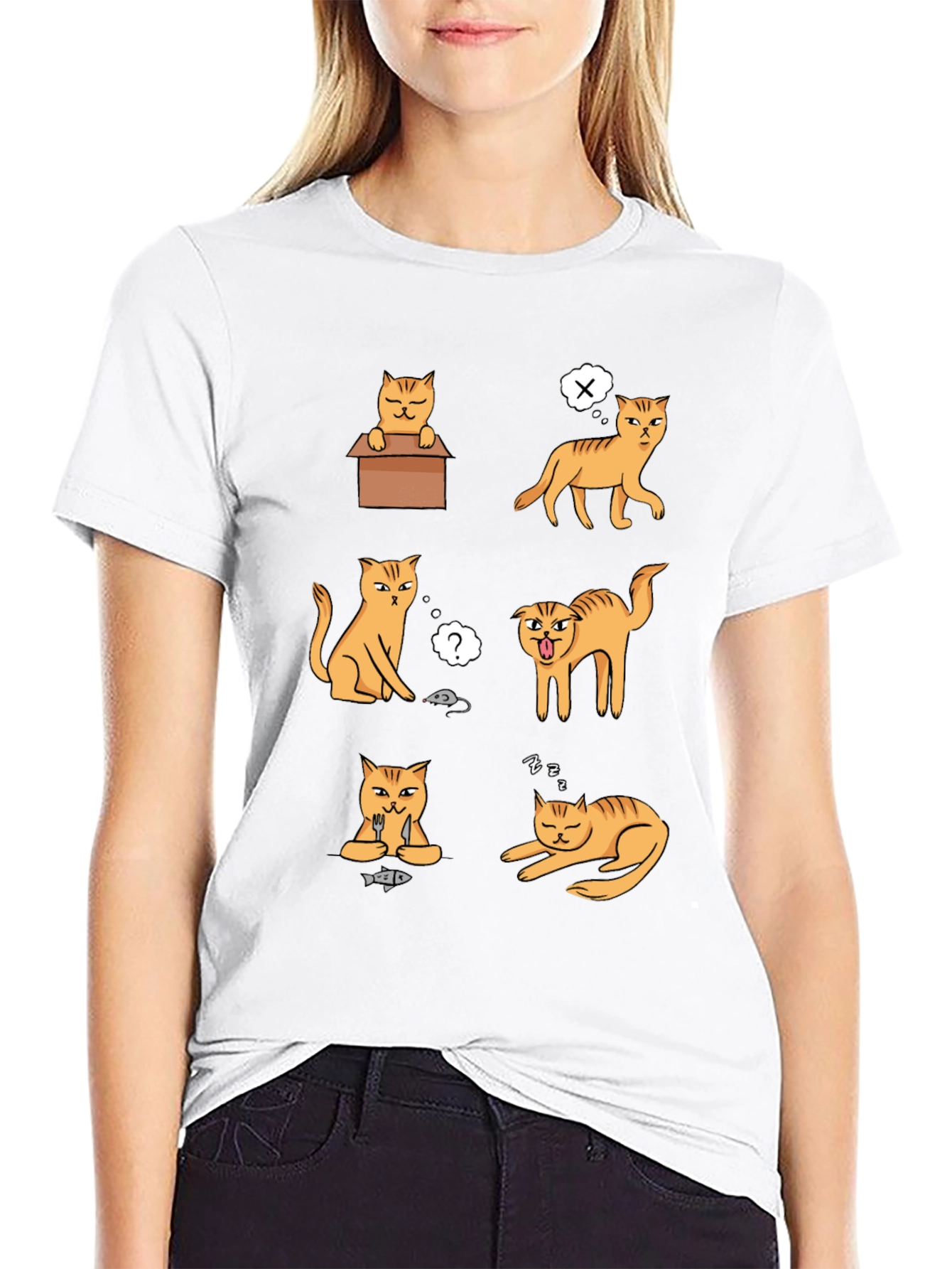 Funny Cat Graphic T-Shirt - Black