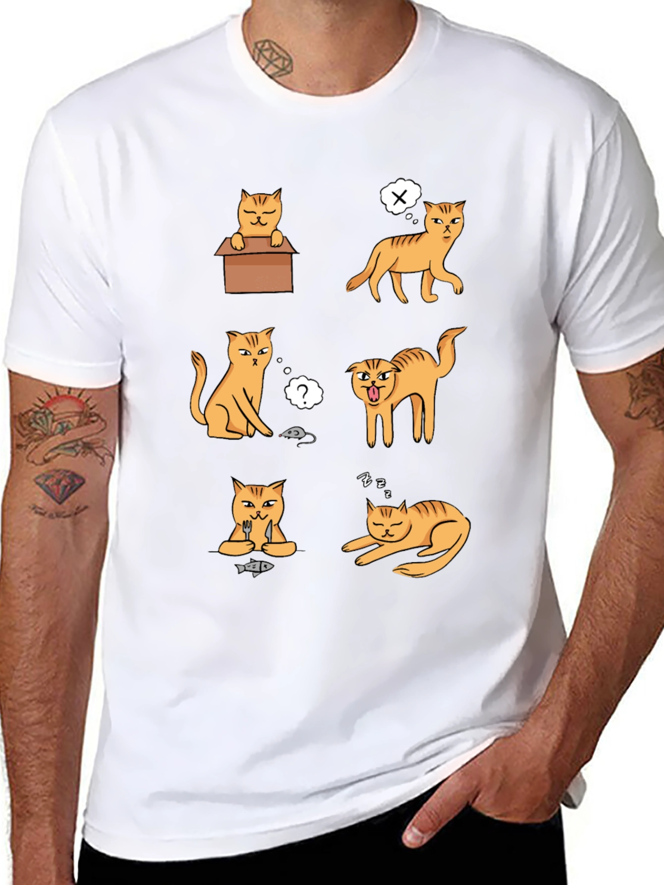 Funny Cat Graphic T-Shirt - Black