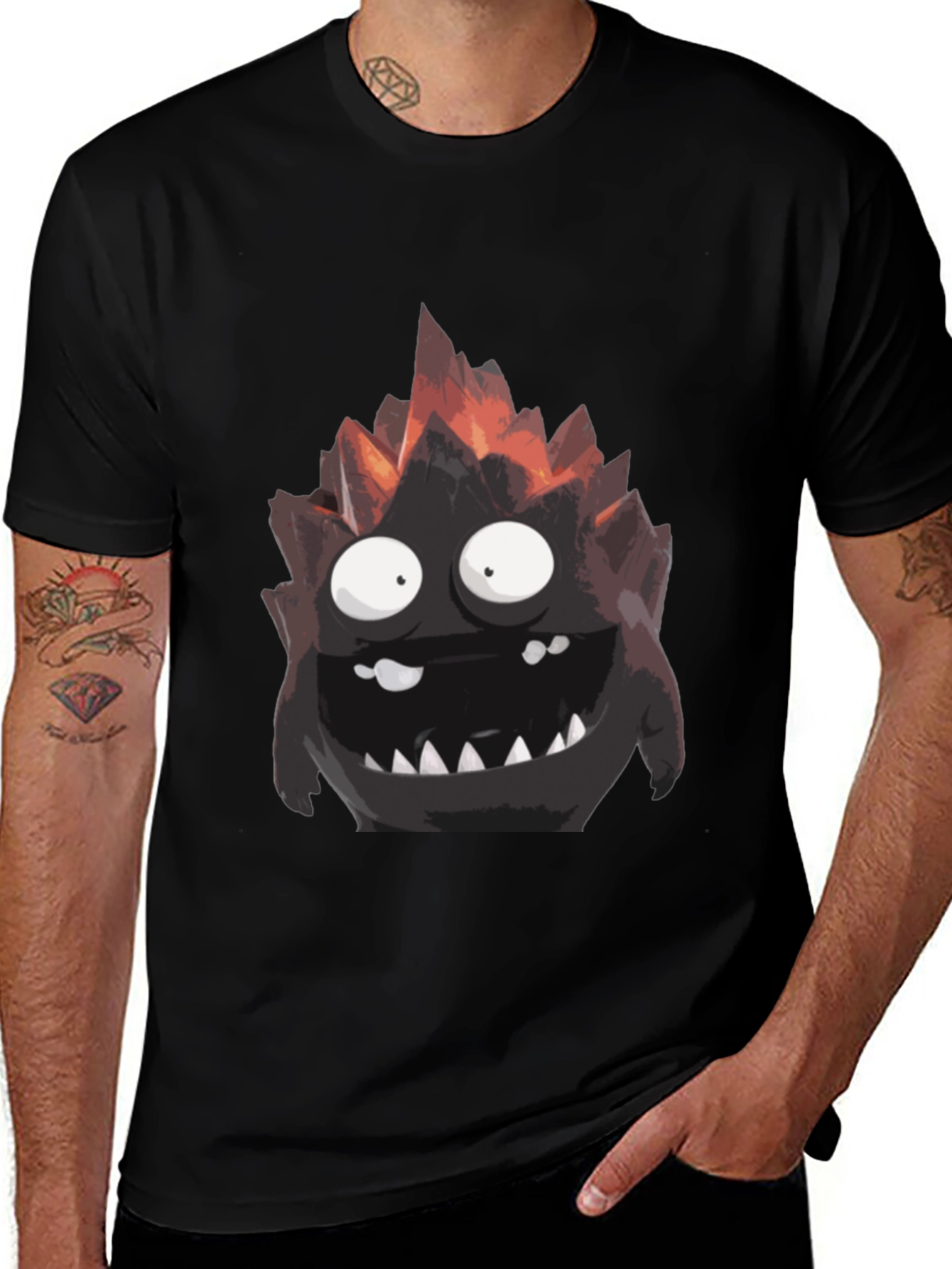 Monster Graphic Tee - Black Cotton T-Shirt