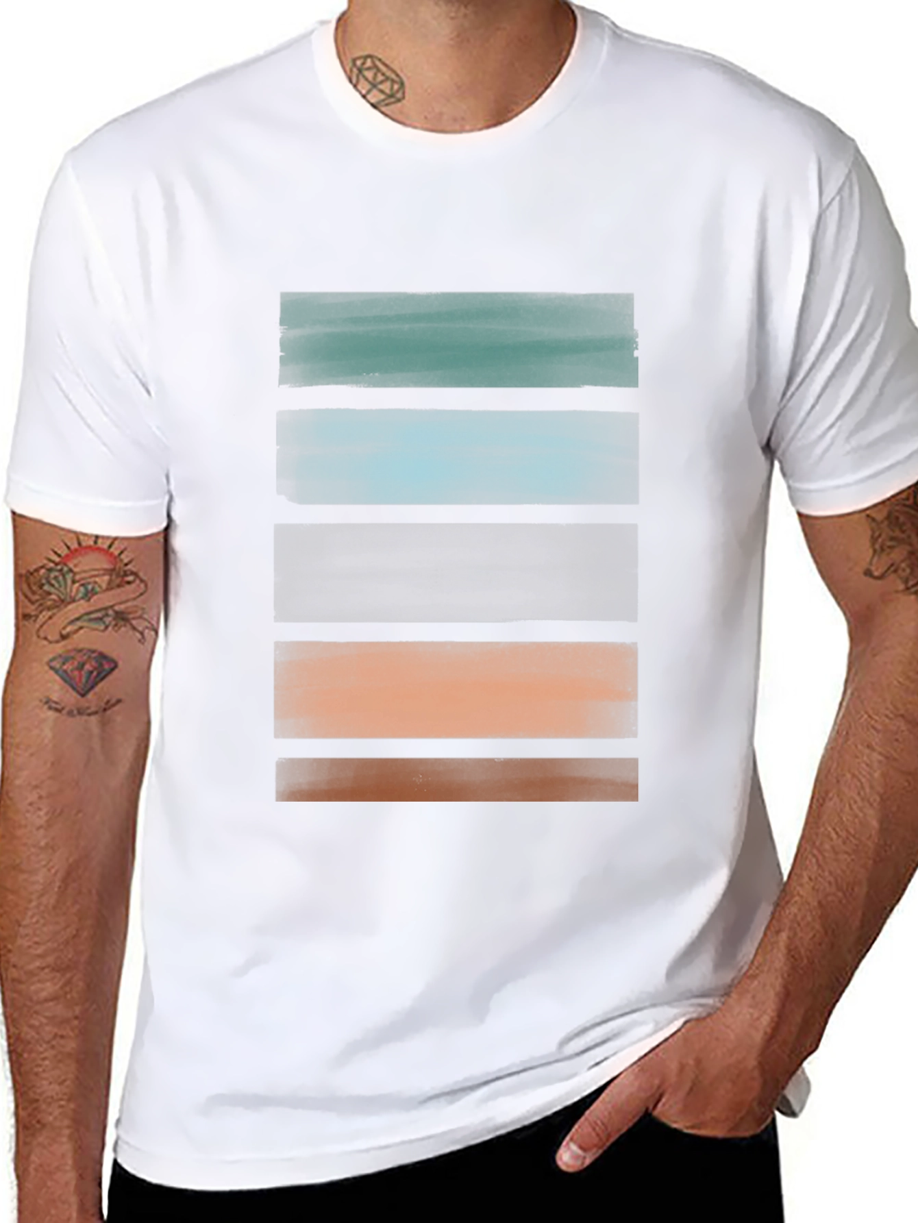 Abstract Stripe Graphic Tee - Modern Casual Shirt