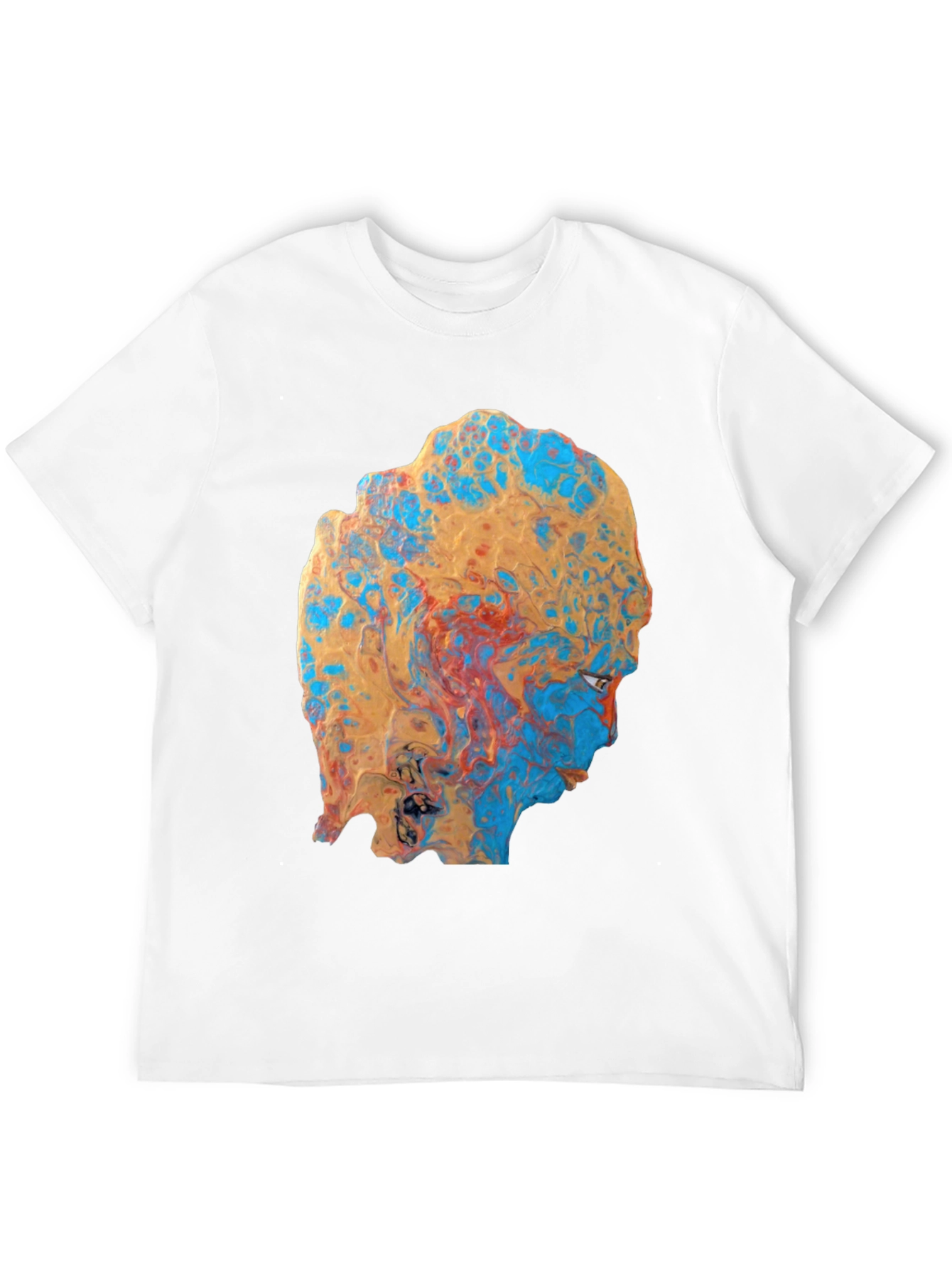Abstract Face Print Black T-Shirt