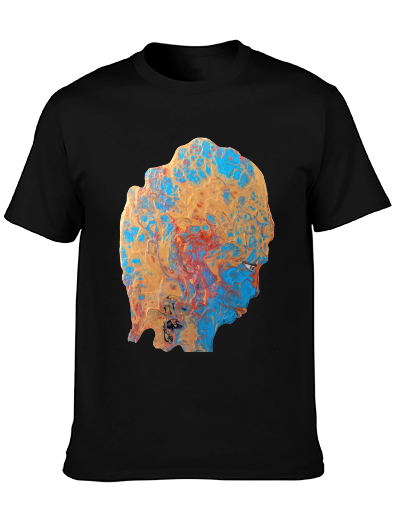 Abstract Face Print Black T-Shirt