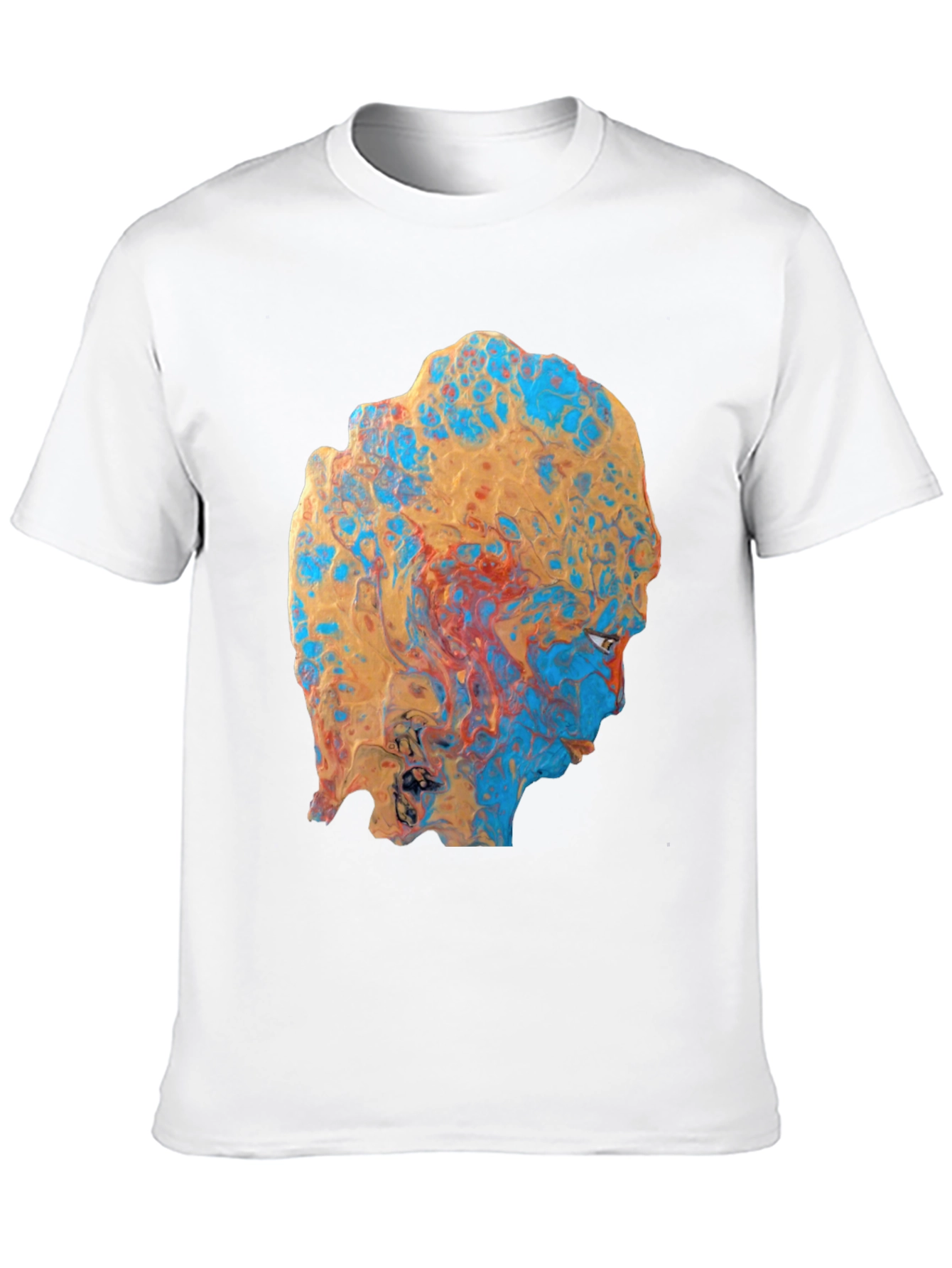 Abstract Face Print Black T-Shirt