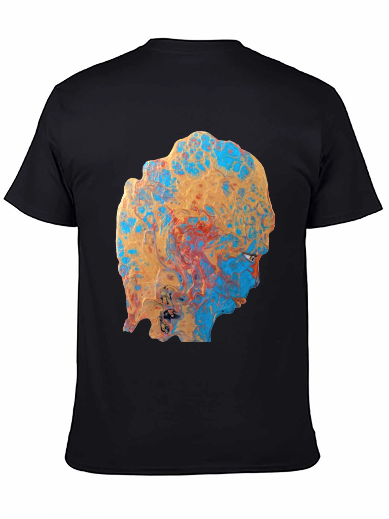 Abstract Face Print Black T-Shirt