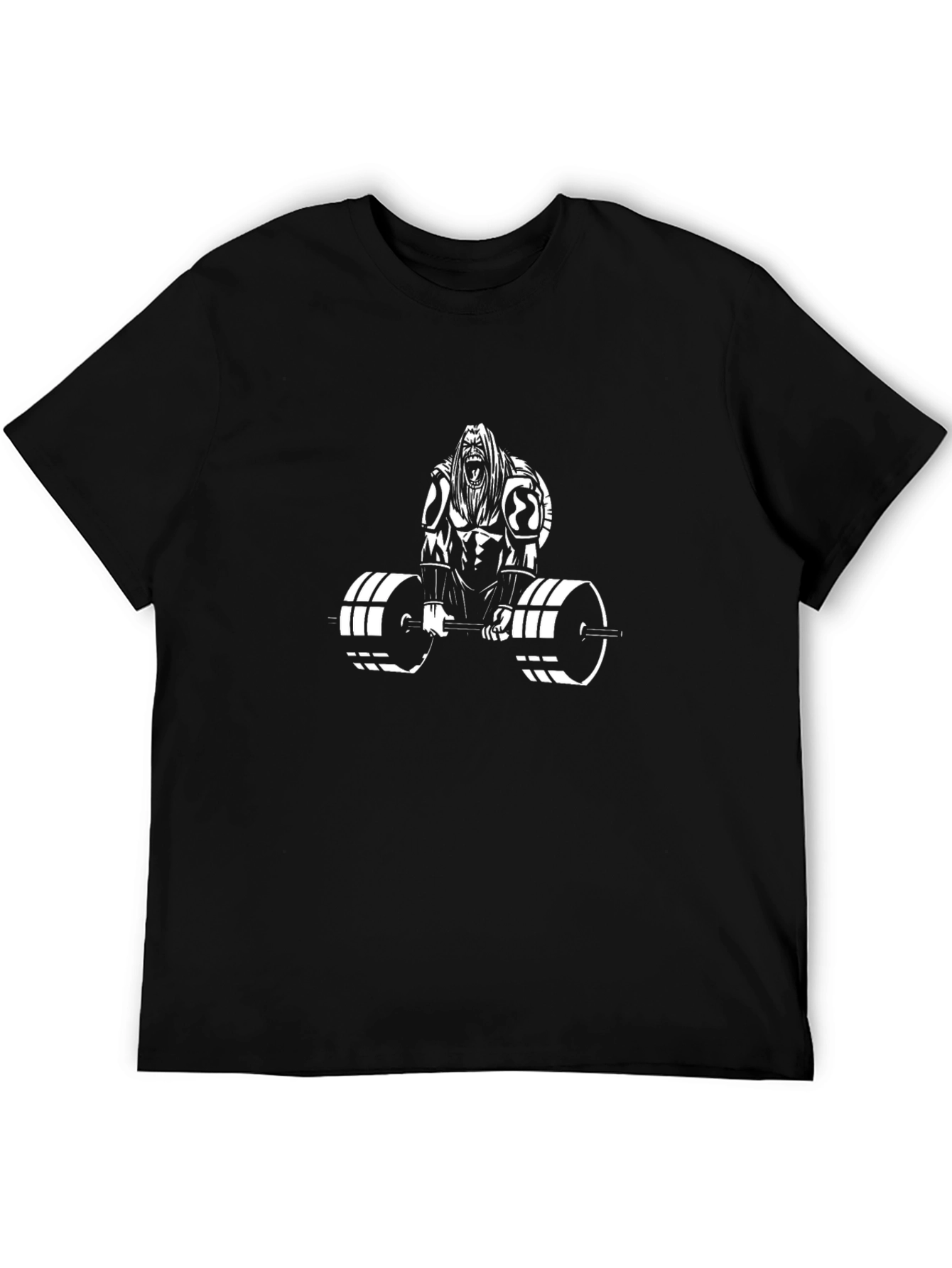 Graphic Print Black T-Shirt - Weightlifting Design