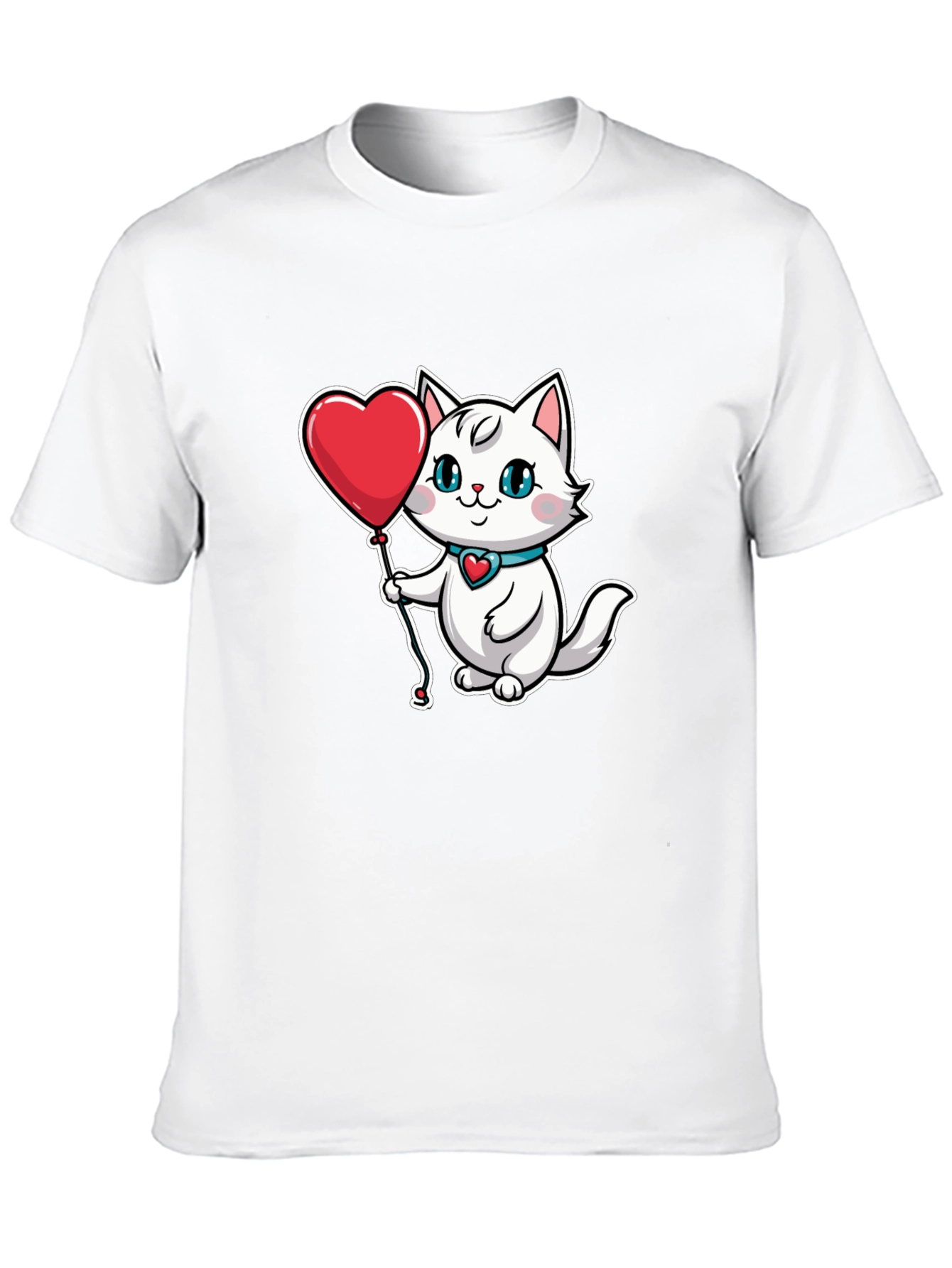 Cute Cat with Heart Balloon T-Shirt