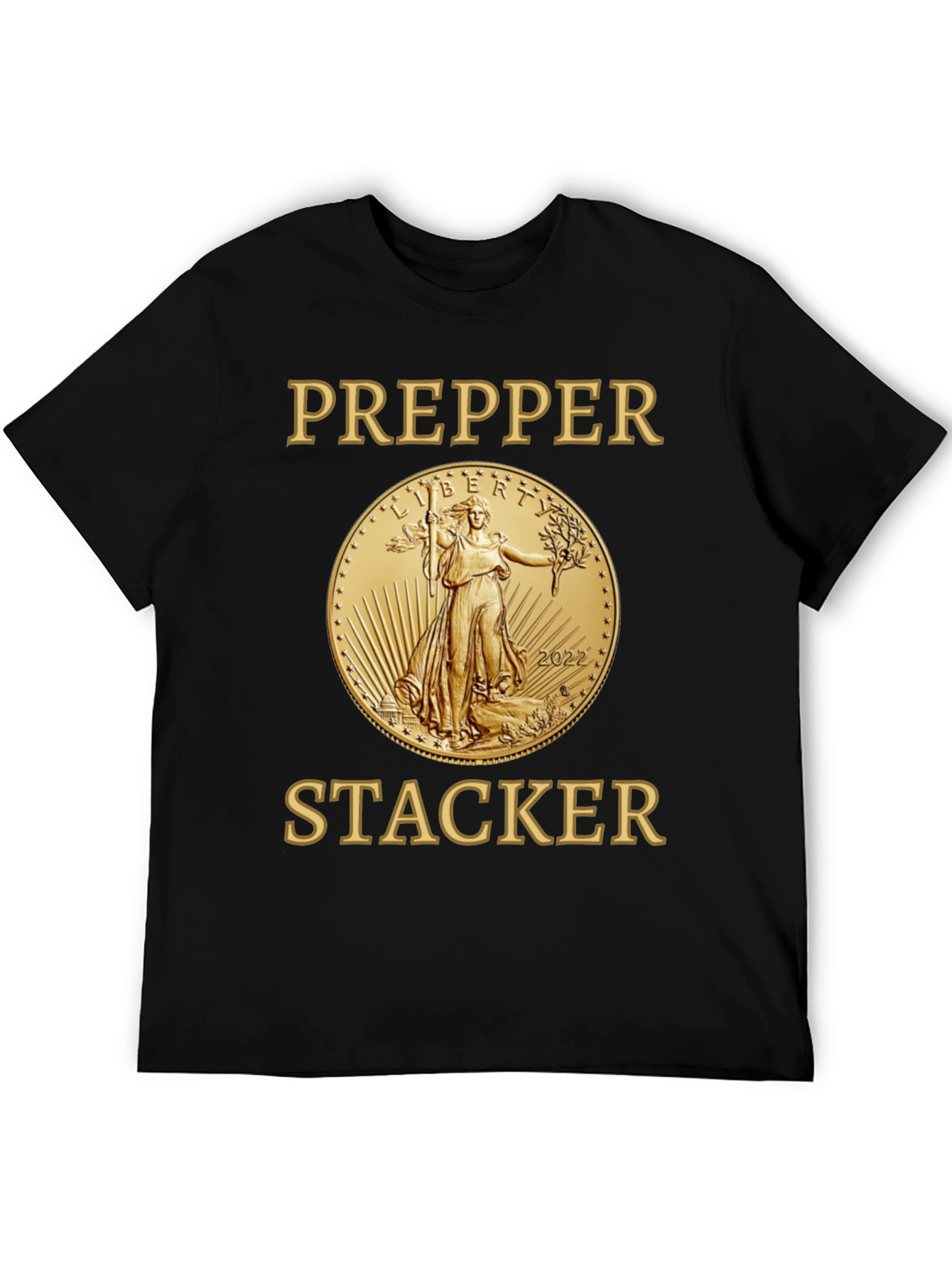 Prepper Stacker T-Shirt Gold Coin Liberty