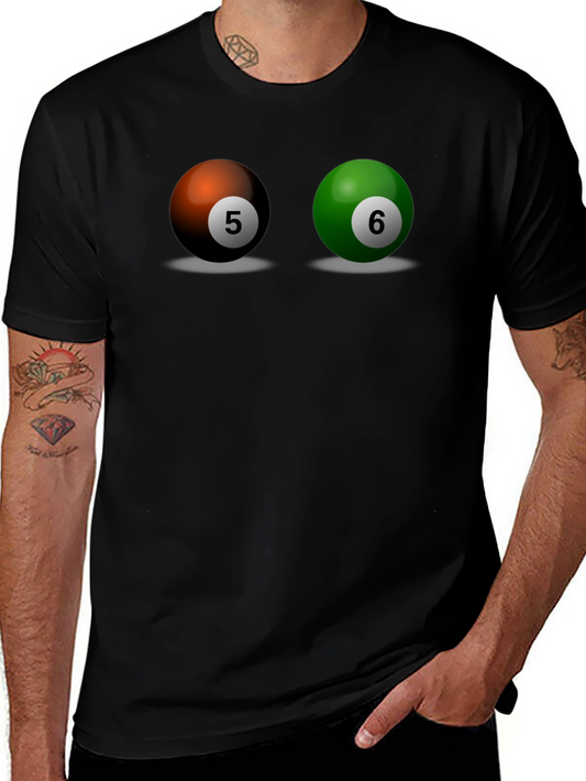 Billiards Ball T-Shirt - 5 & 6 Balls - Black