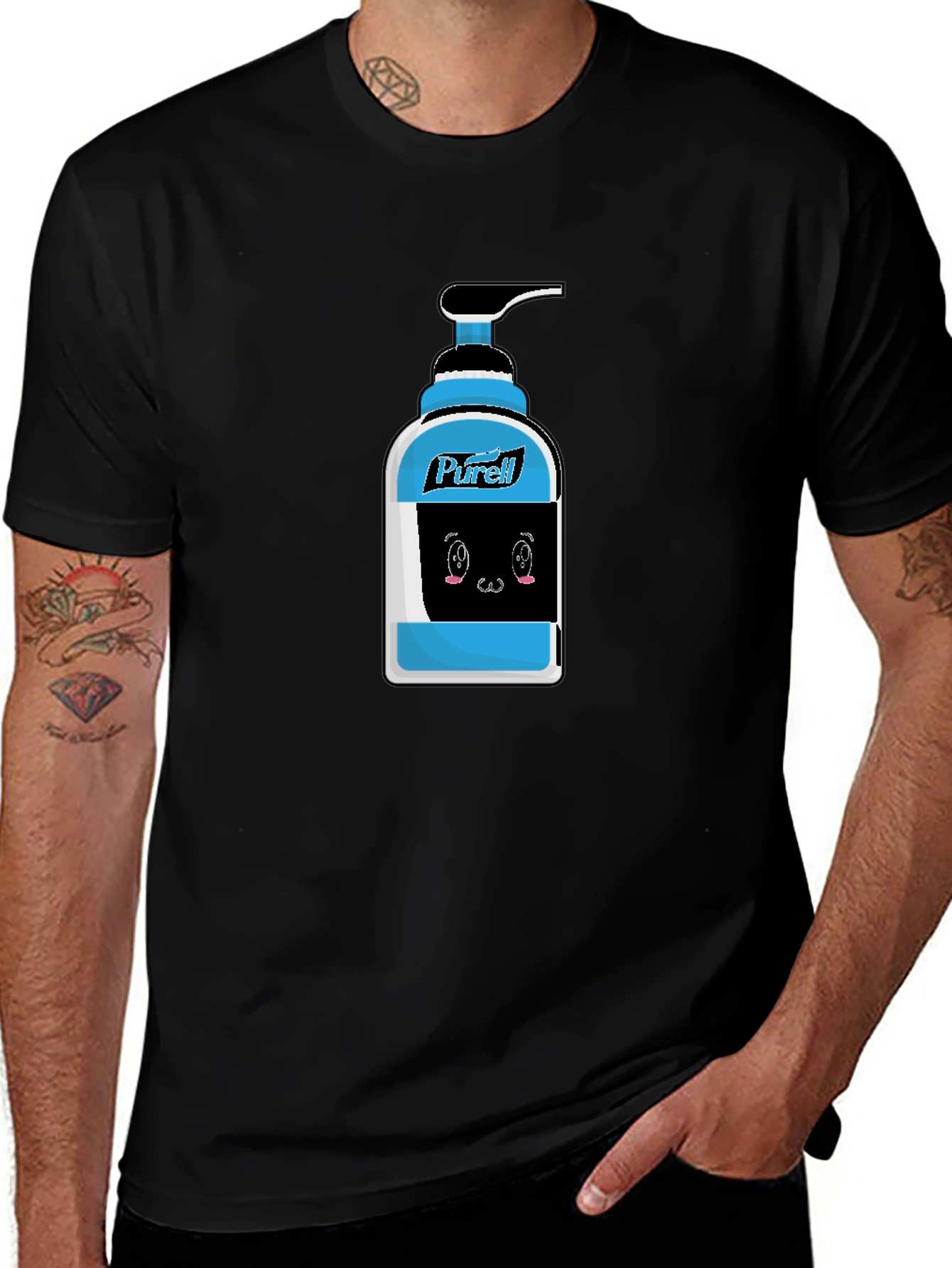 Purell Cartoon Graphic Black T-Shirt