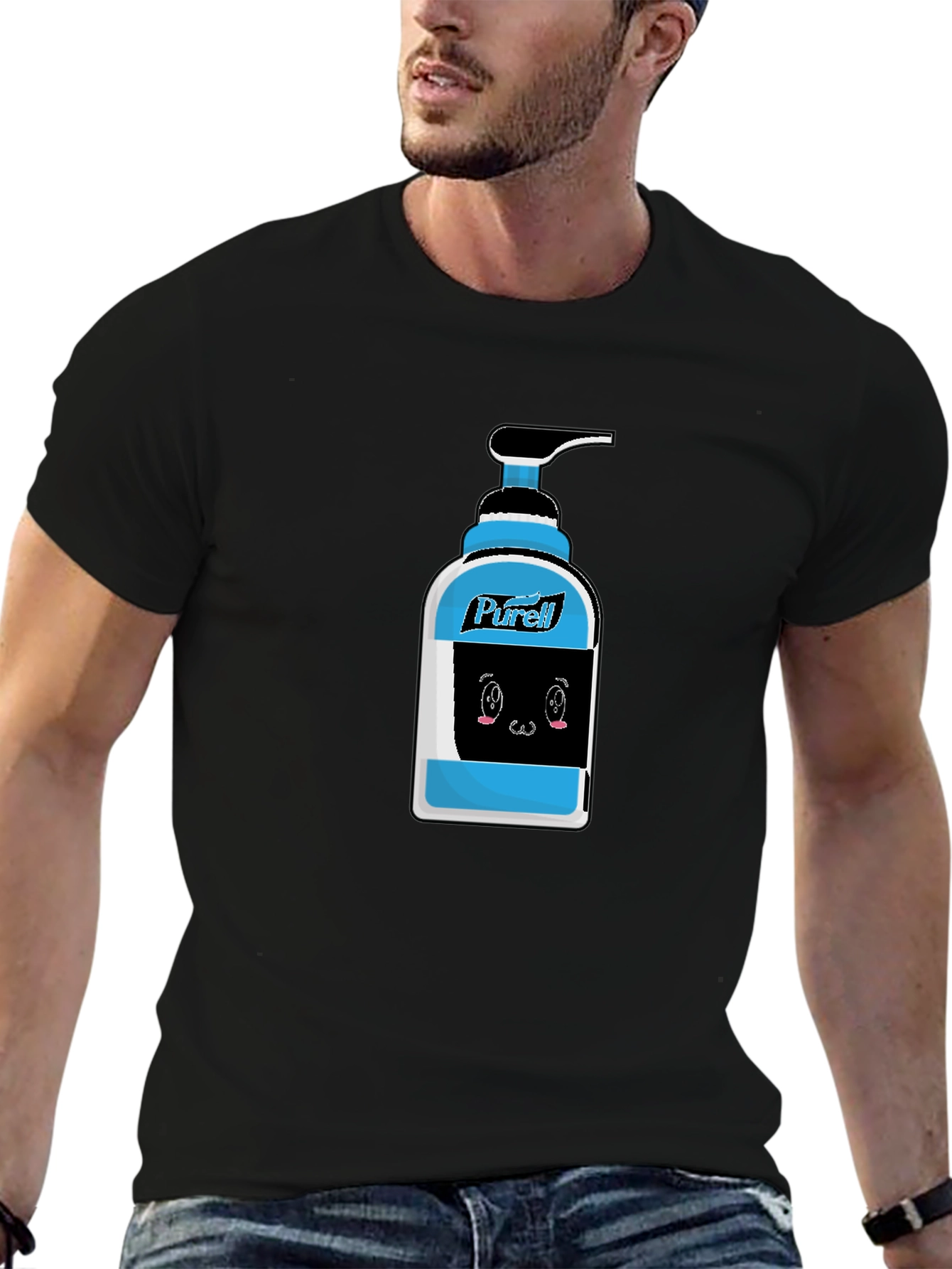 Purell Cartoon Graphic Black T-Shirt