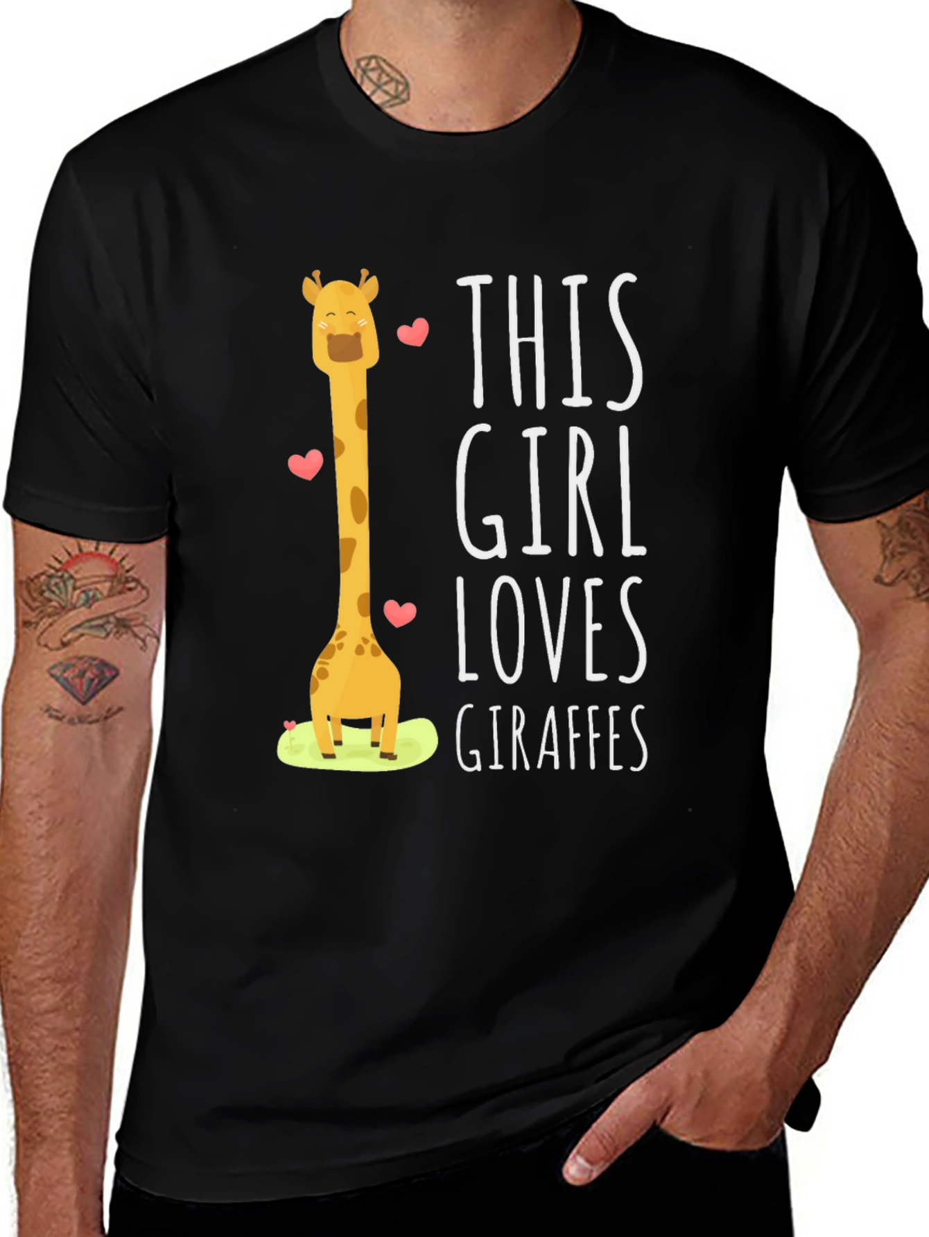 Giraffe Lovers Black T-Shirt