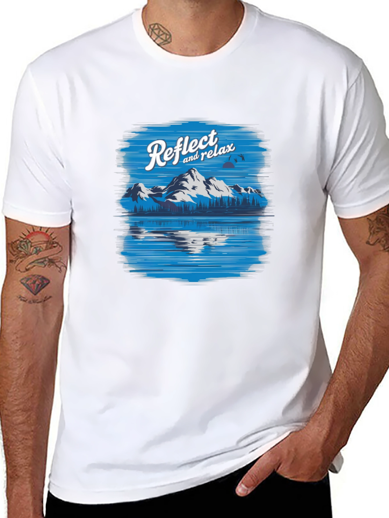 Reflect & Relax Mountain Scene Graphic Tee