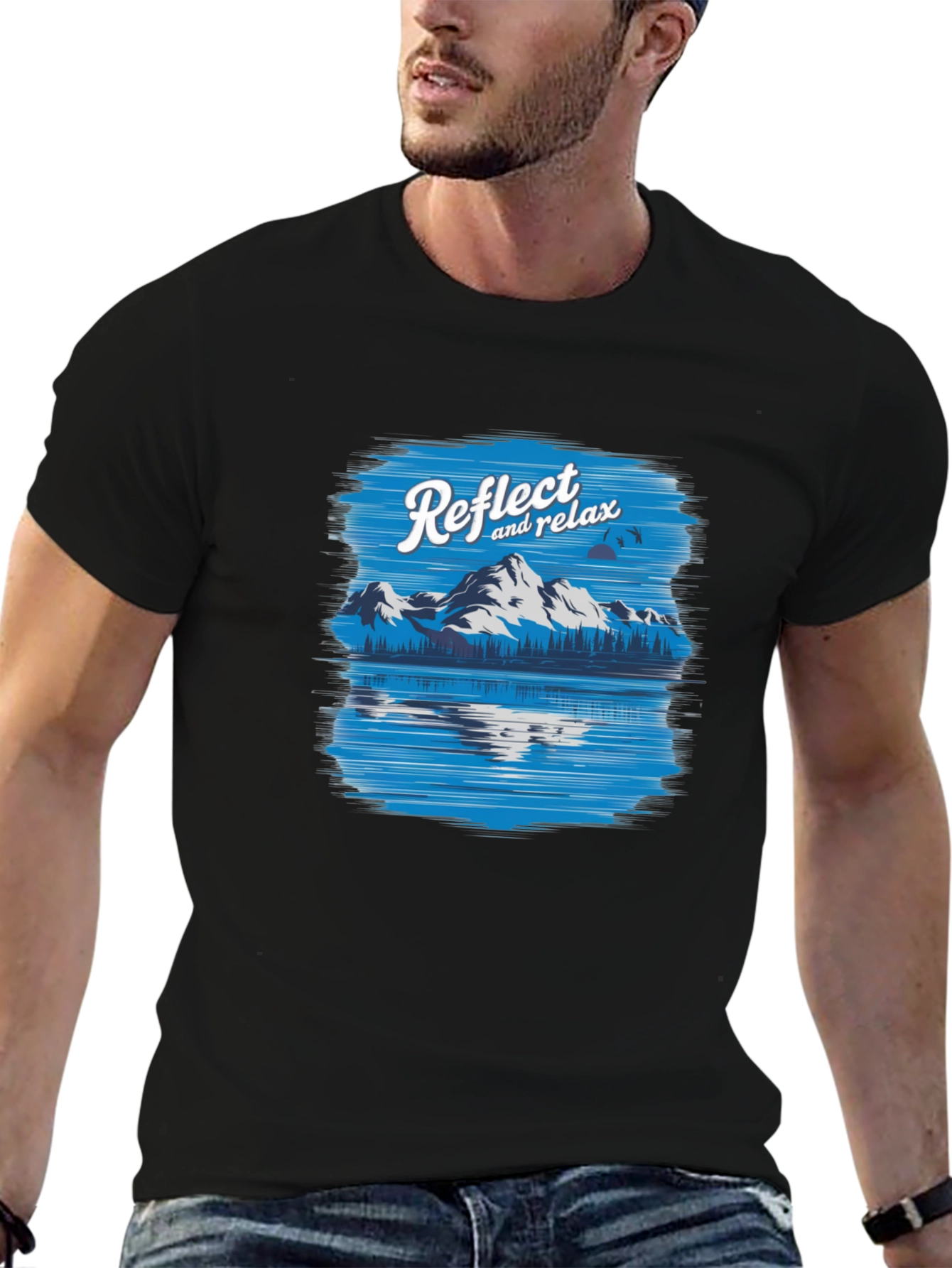 Reflect & Relax Mountain Scene Graphic Tee