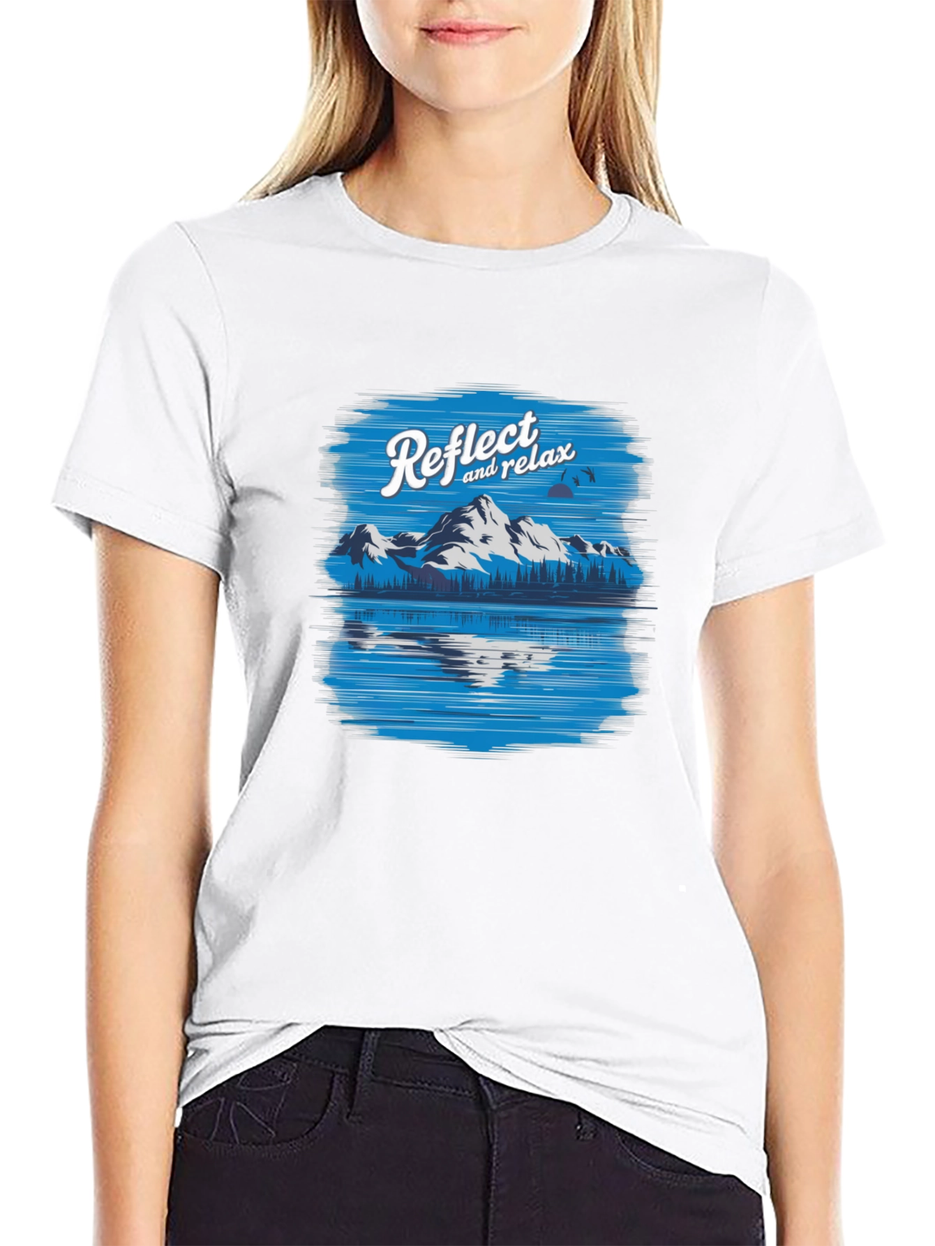 Reflect & Relax Mountain Scene Graphic Tee