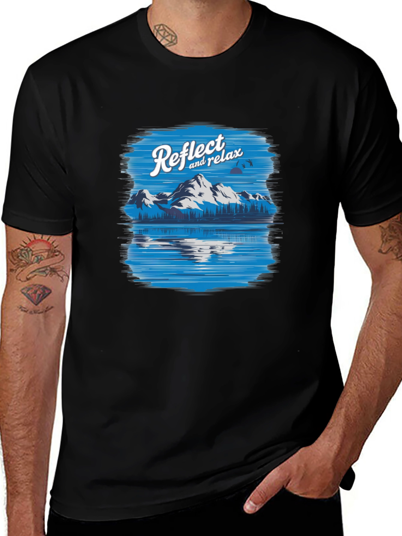 Reflect & Relax Mountain Scene Graphic Tee