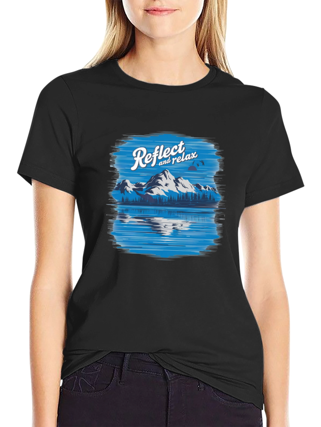 Reflect & Relax Mountain Scene Graphic Tee