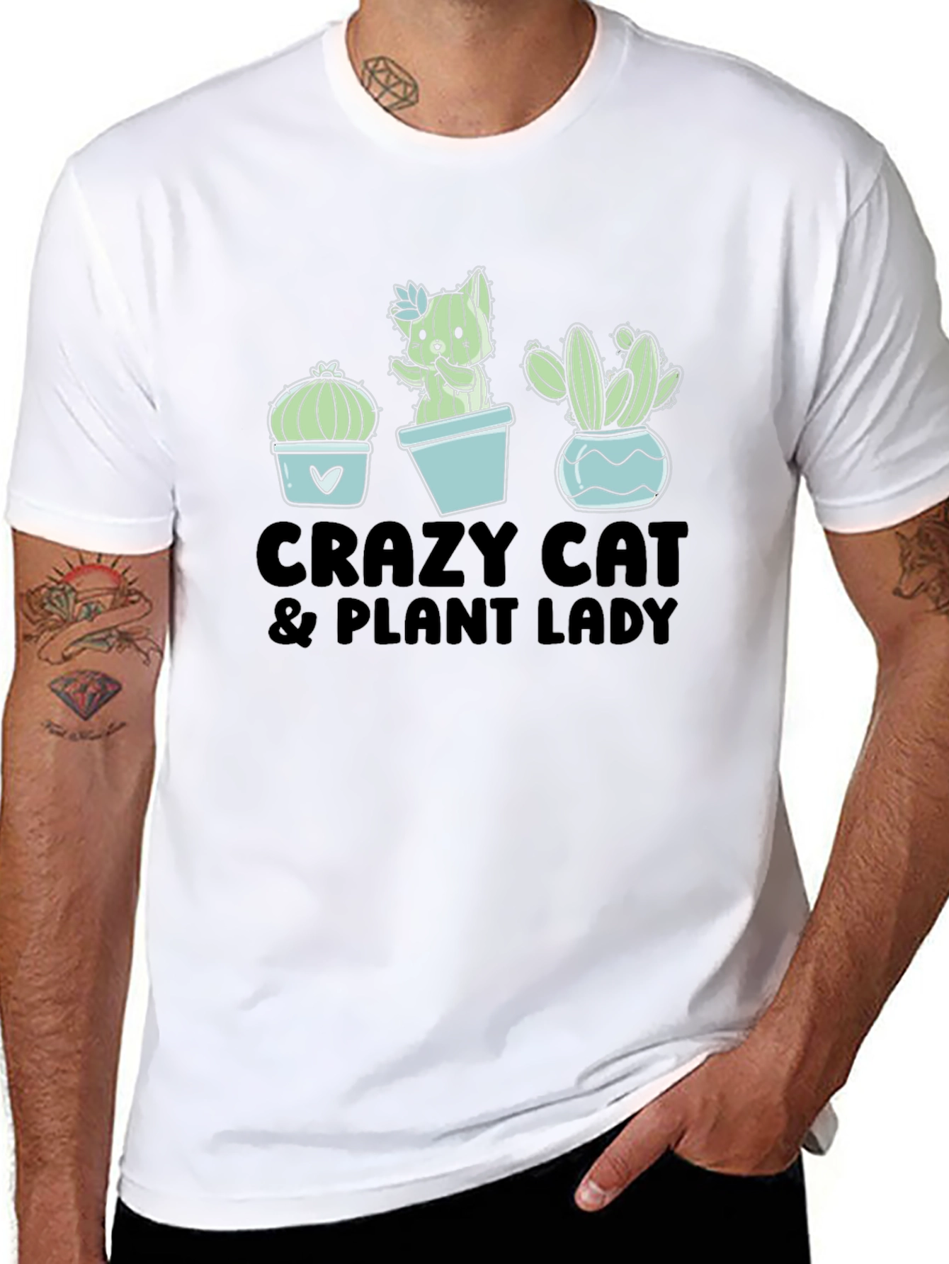 Crazy Cat & Plant Lady Graphic T-Shirt