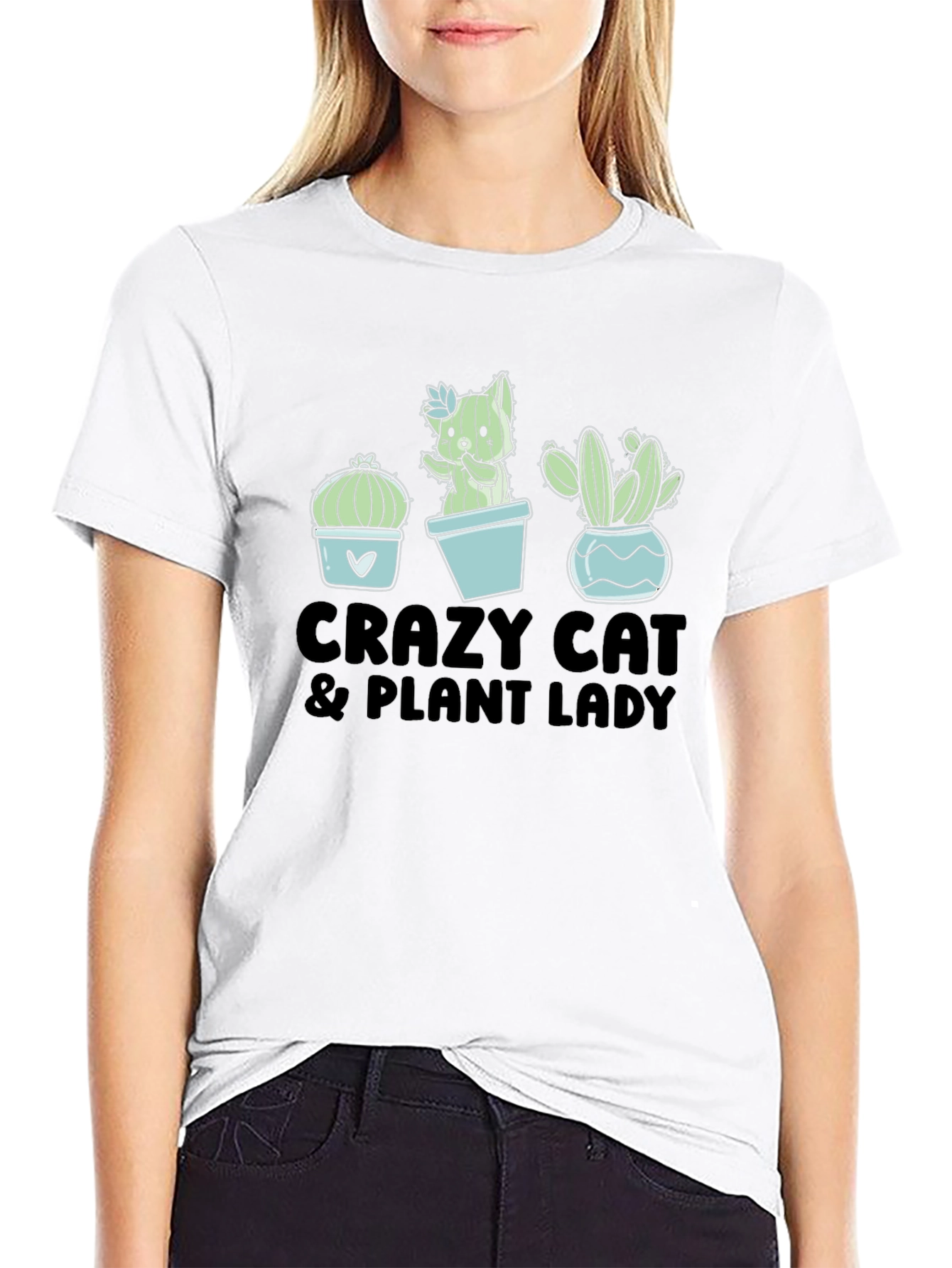 Crazy Cat & Plant Lady Graphic T-Shirt