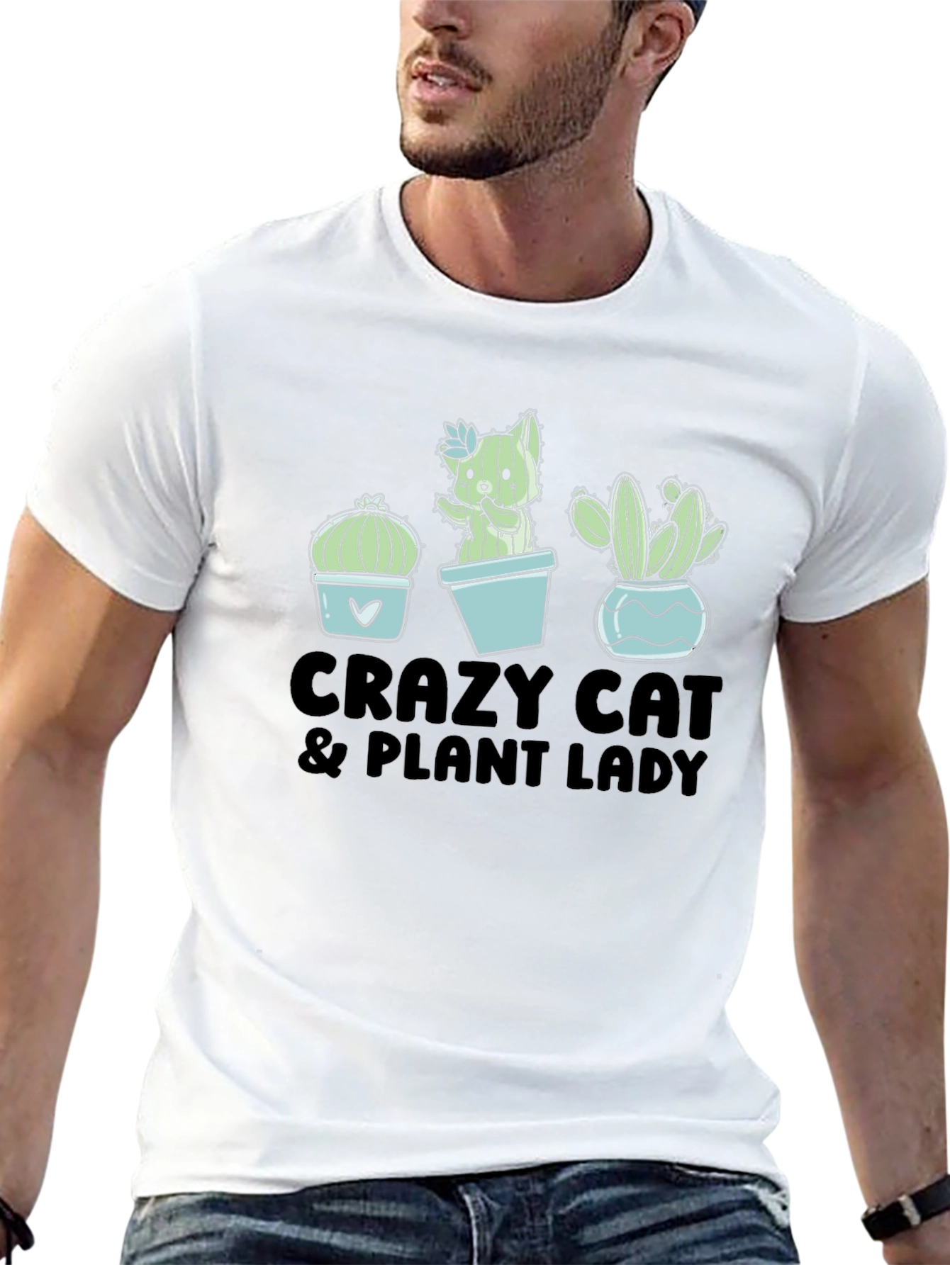 Crazy Cat & Plant Lady Graphic T-Shirt