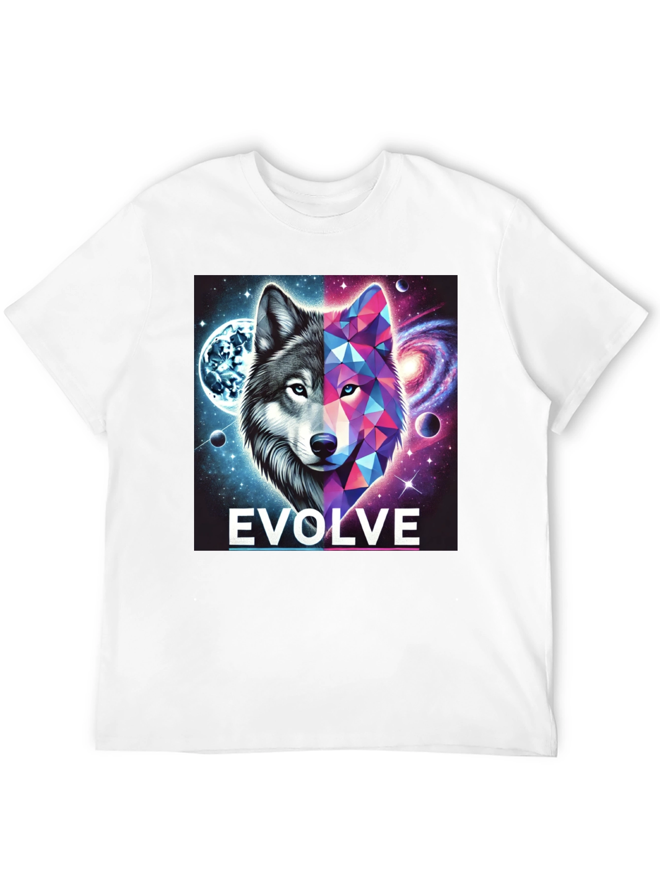 Evolve Wolf Galaxy Graphic Tee - Stylish Unisex T-Shirt