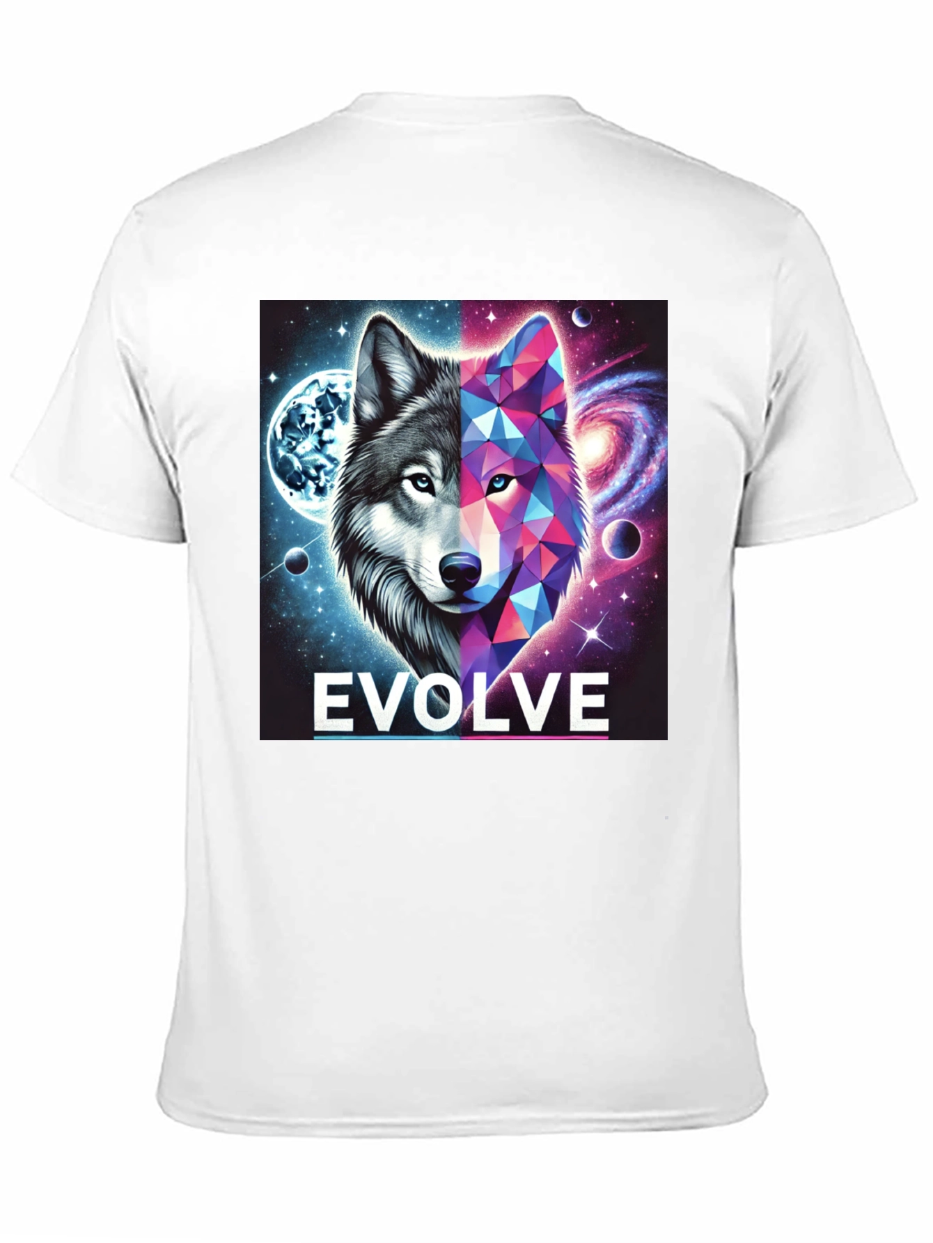 Evolve Wolf Galaxy Graphic Tee - Stylish Unisex T-Shirt