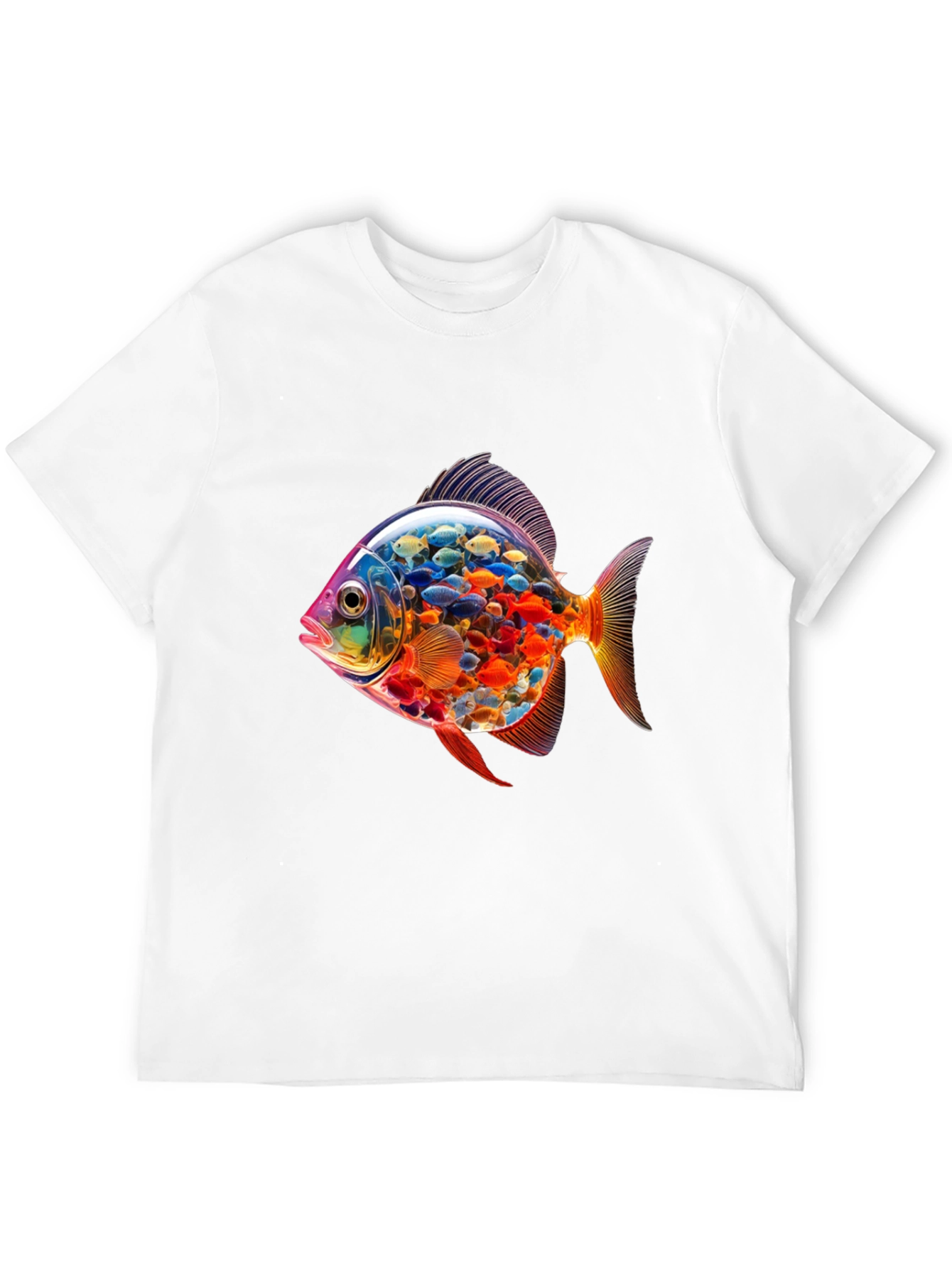 Vibrant Fish Graphic Black T-Shirt