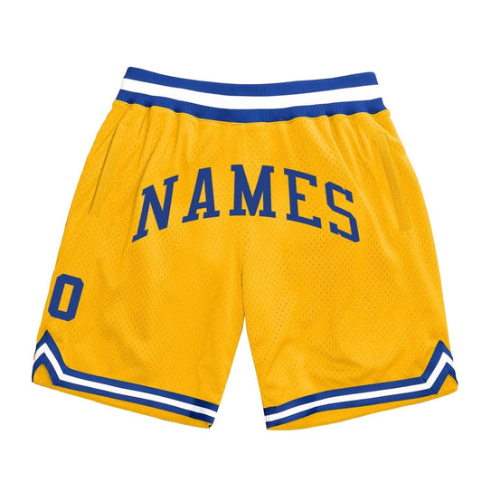 Custom Gold Royal-White Authentic Throwback Basketball Shorts