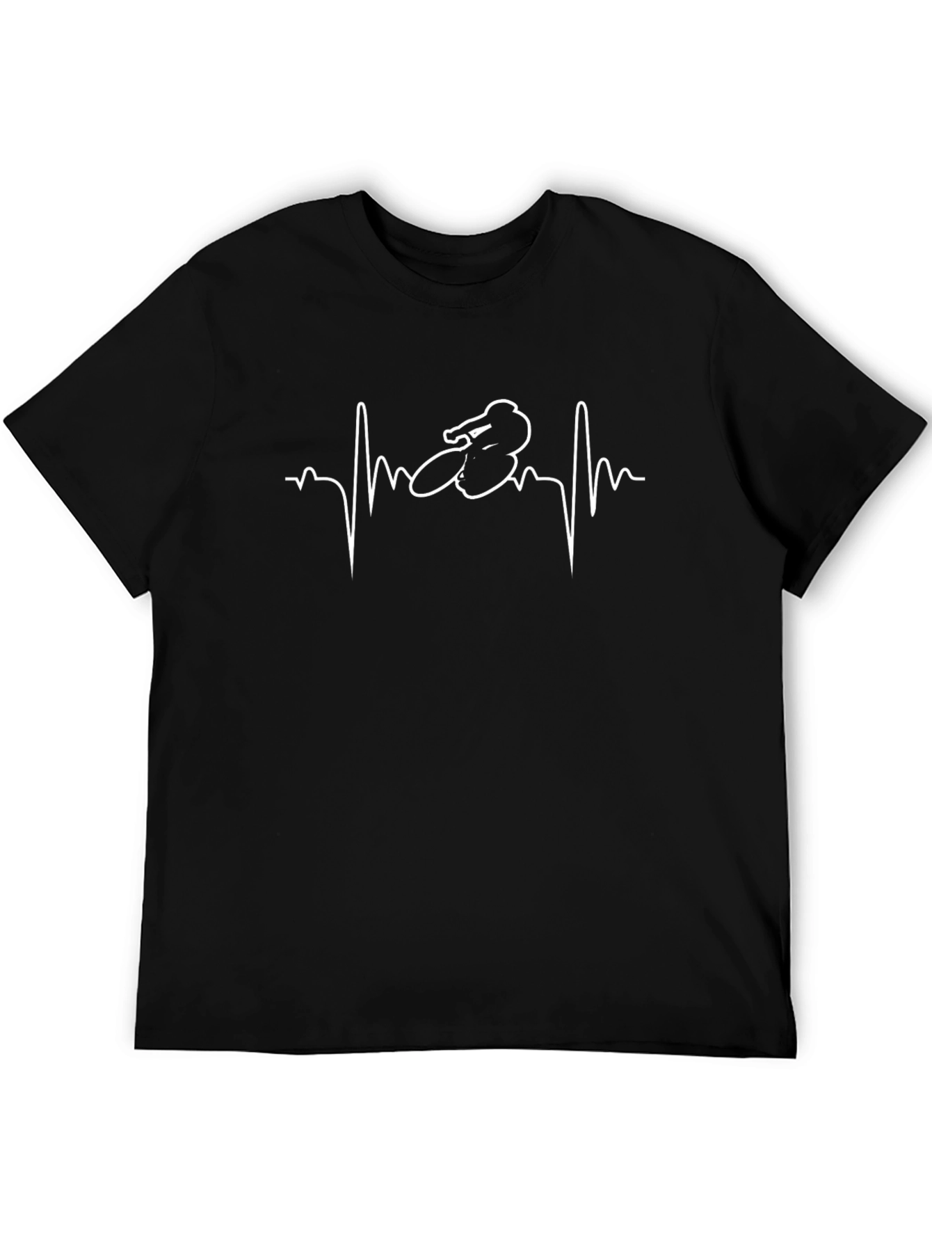 Cycling Heartbeat T-Shirt - Black Graphic Tee