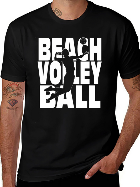 Beach Volleyball Graphic T-Shirt - Black