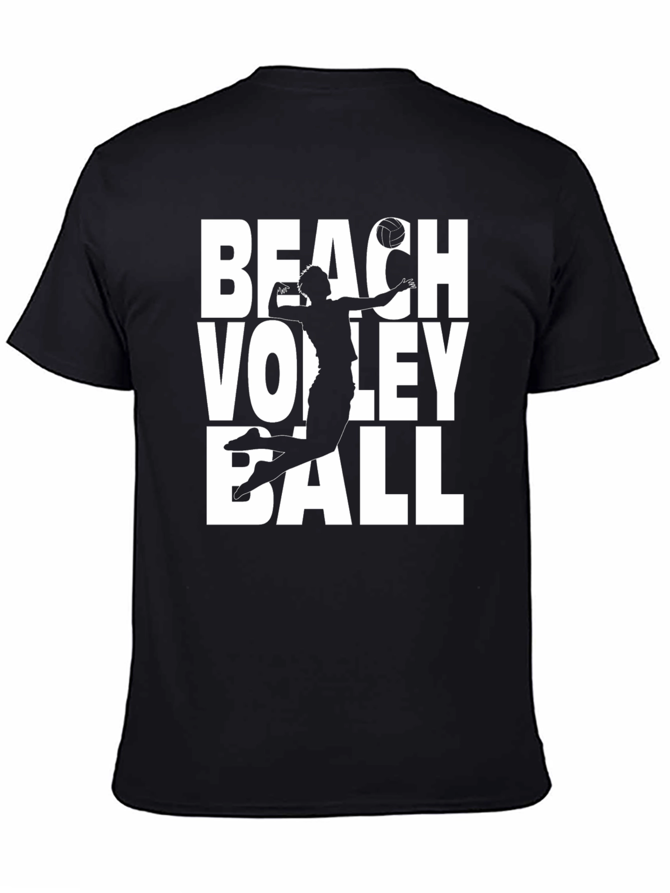 Beach Volleyball Graphic T-Shirt - Black