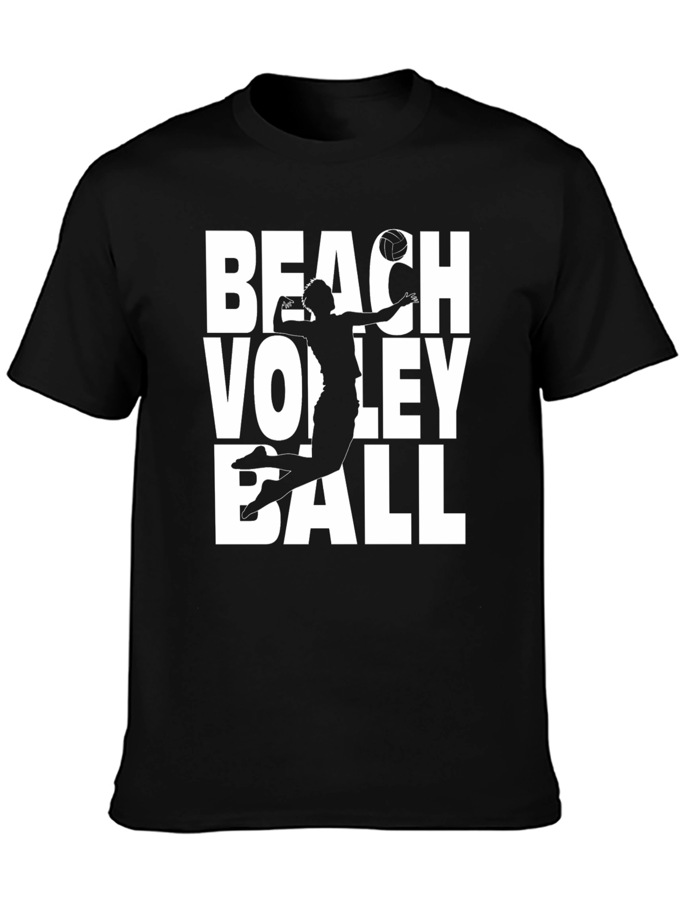 Beach Volleyball Graphic T-Shirt - Black