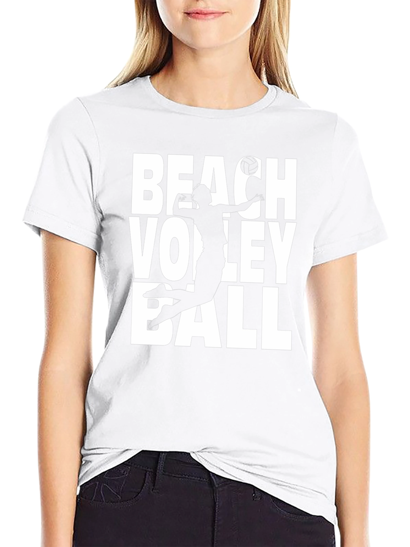 Beach Volleyball Graphic T-Shirt - Black