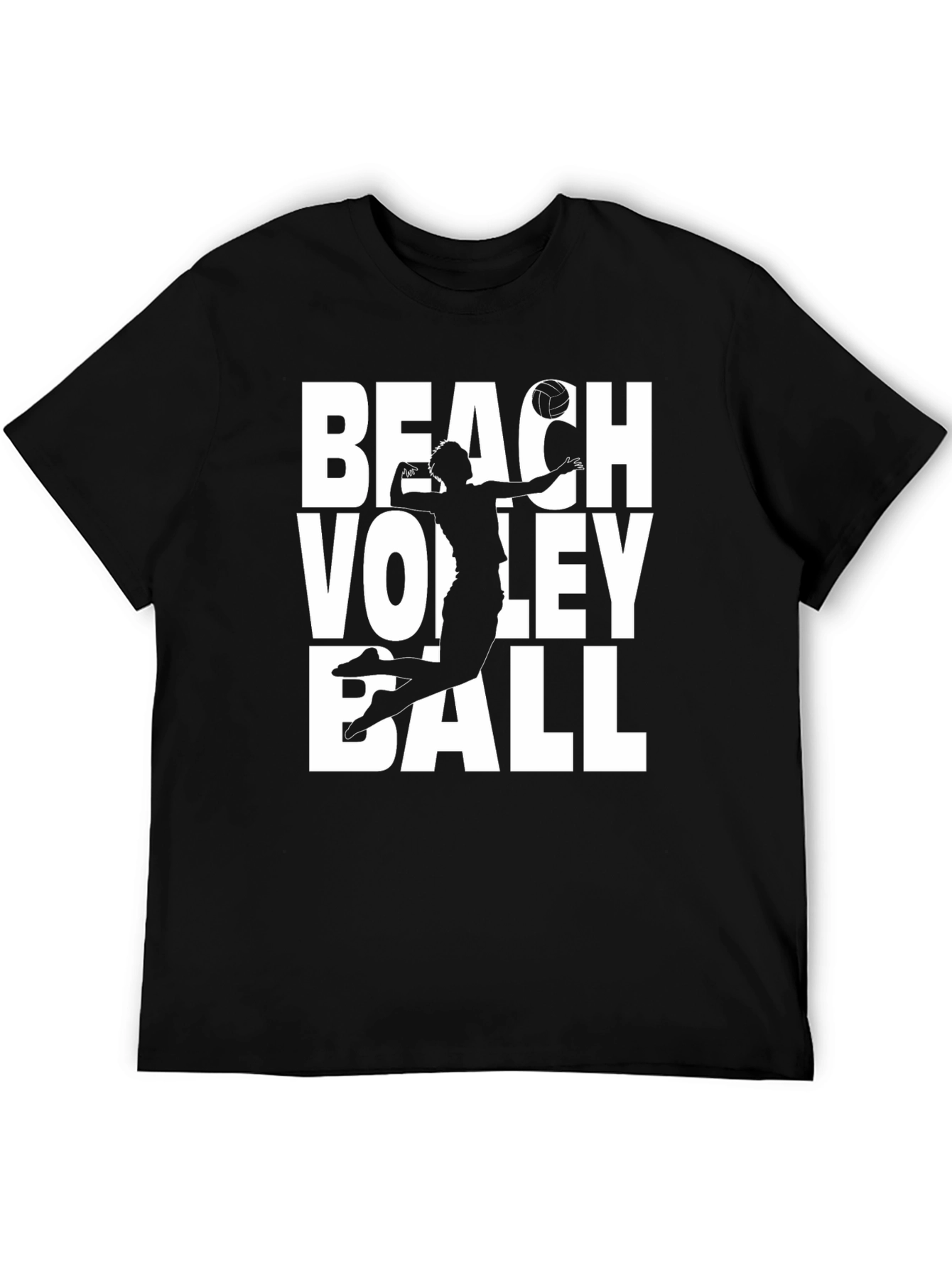 Beach Volleyball Graphic T-Shirt - Black