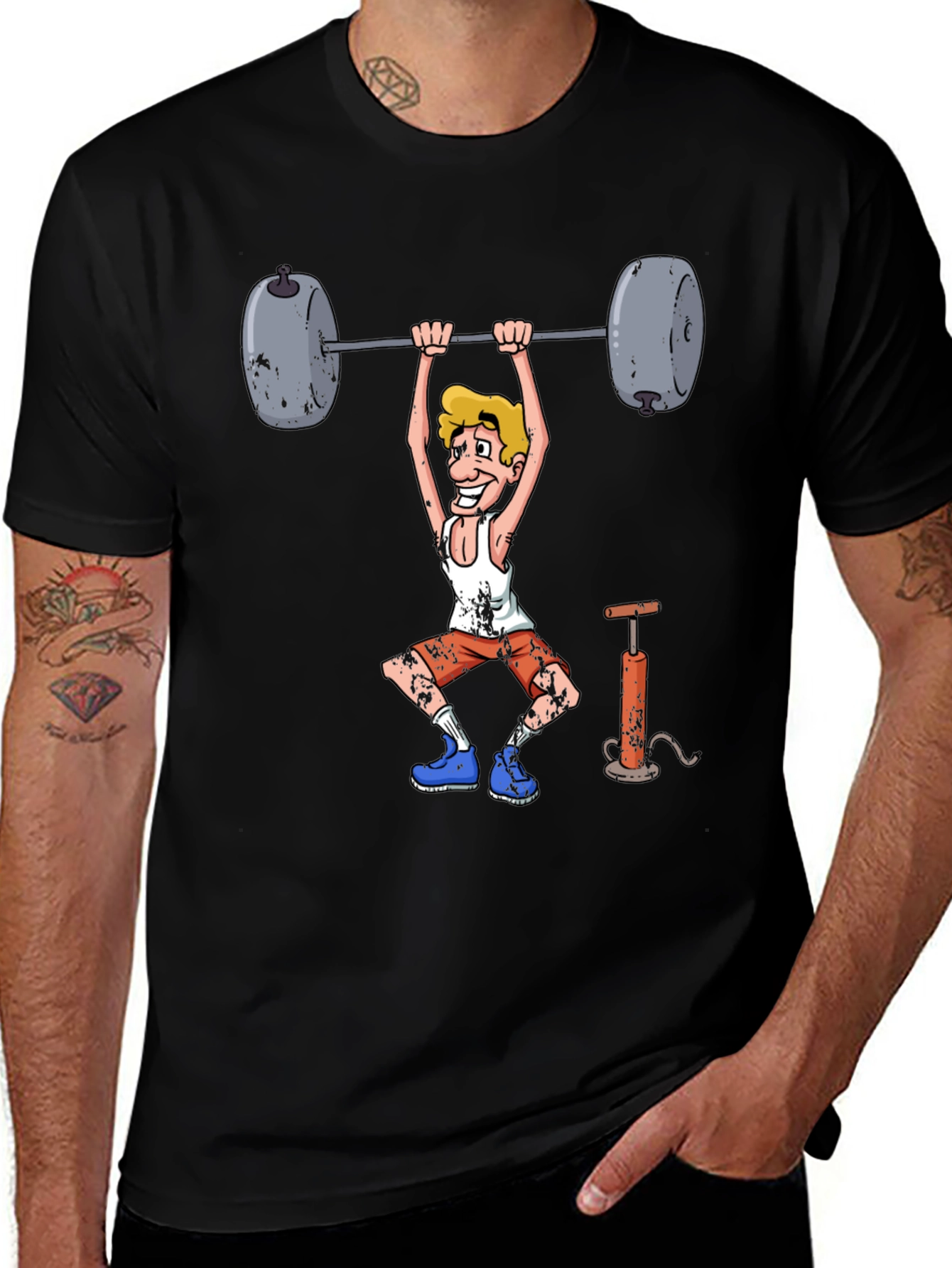 Weightlifter Cartoon Graphic Tee