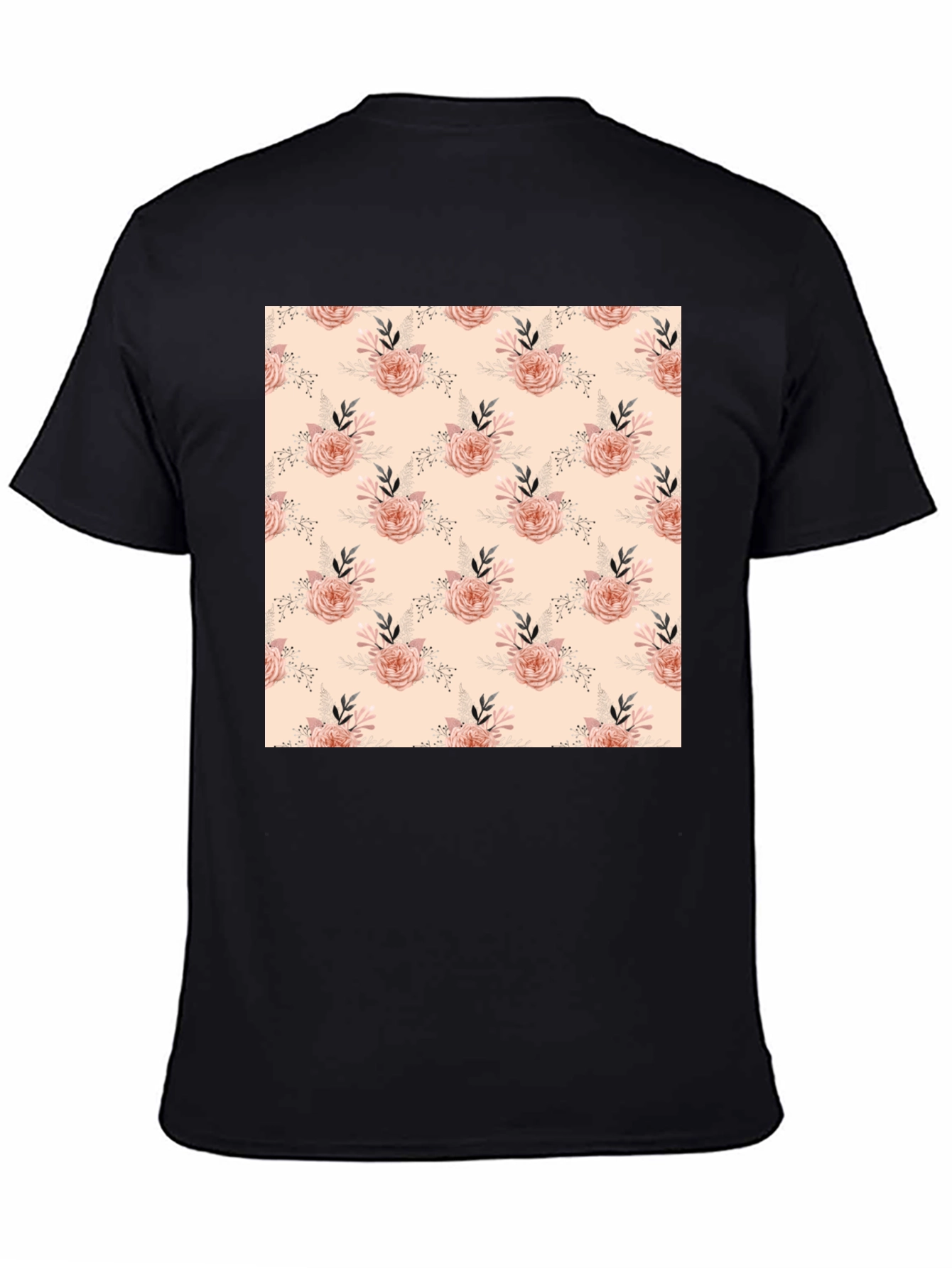 Floral Pattern Black T-Shirt
