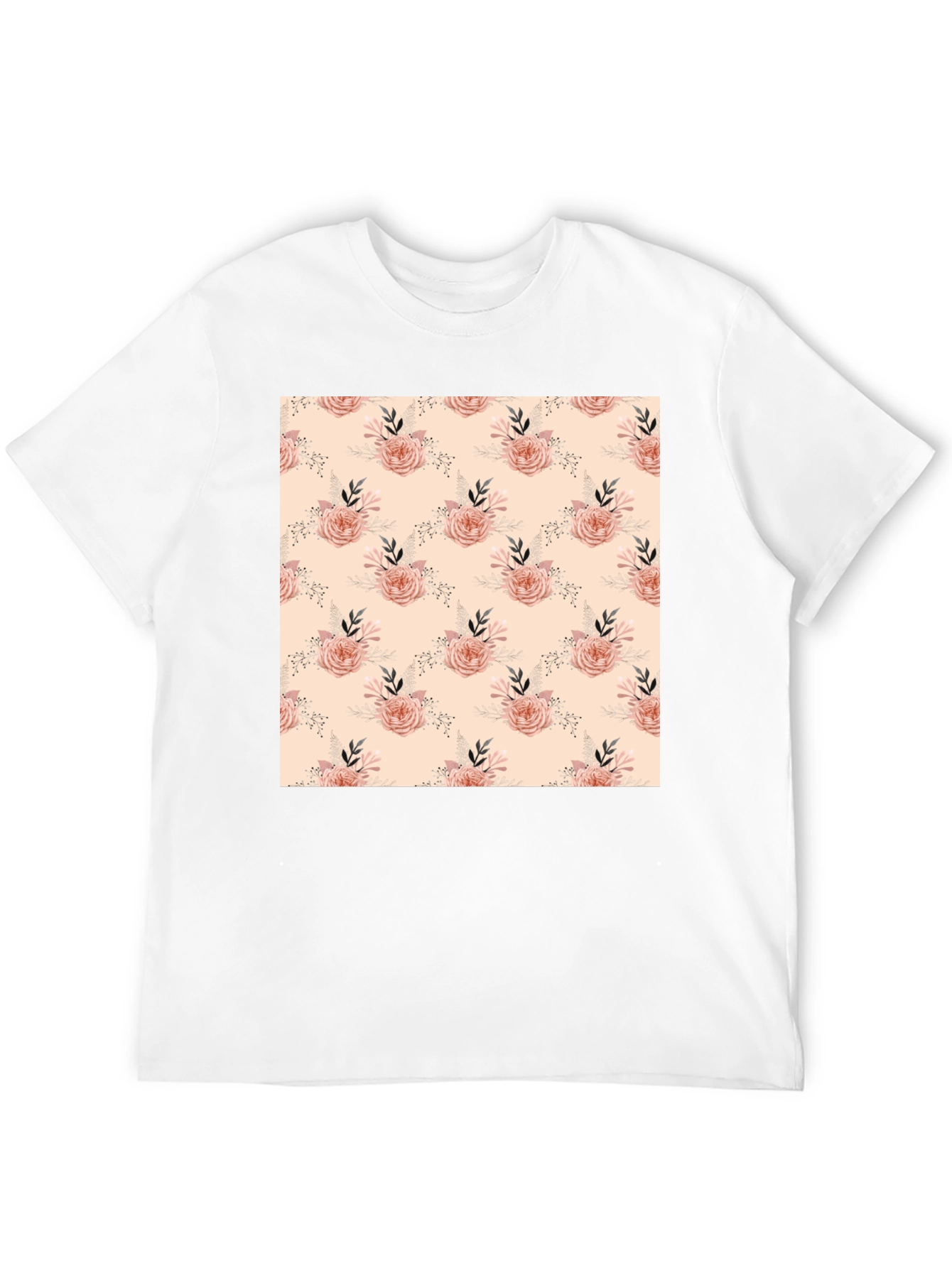 Floral Pattern Black T-Shirt