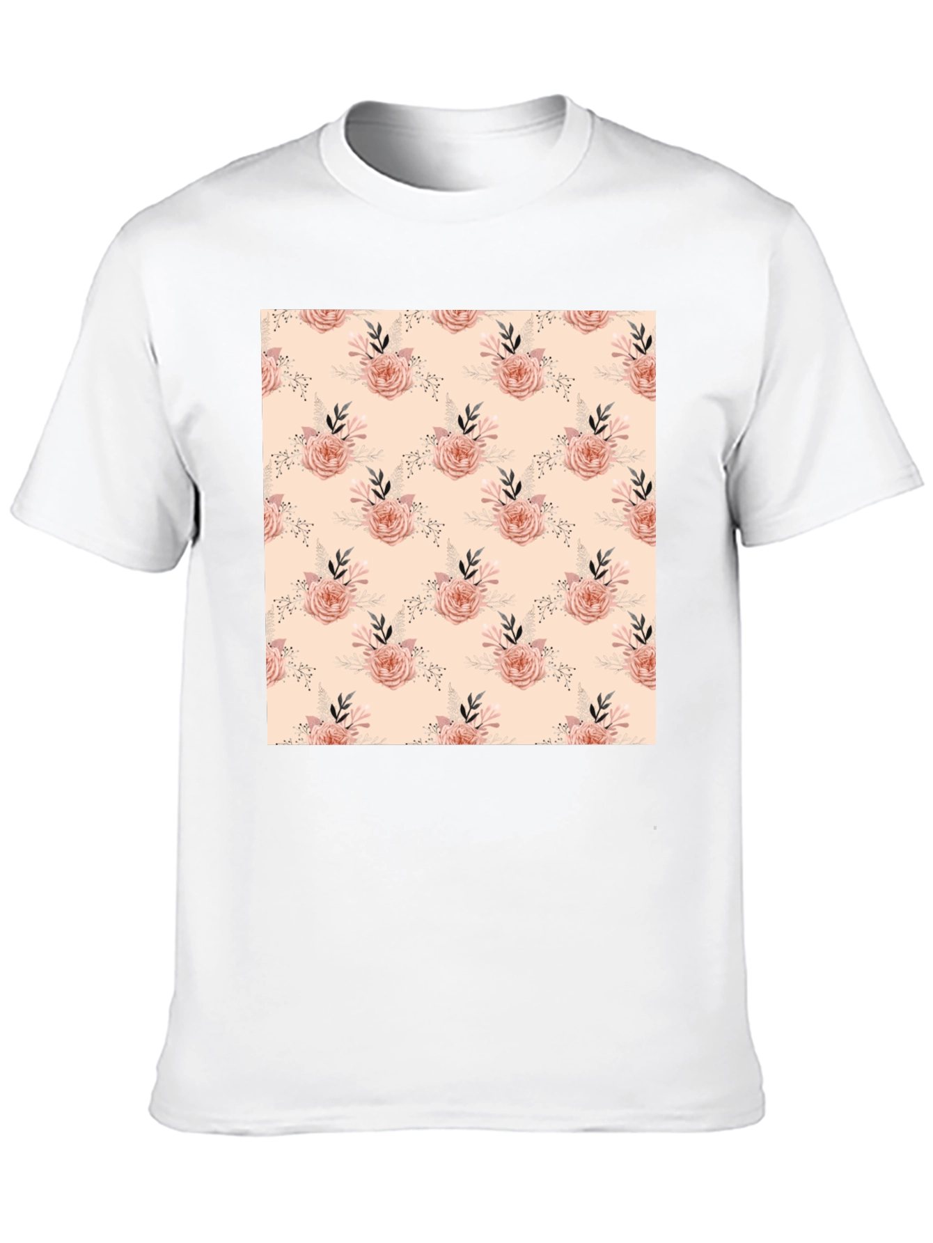 Floral Pattern Black T-Shirt