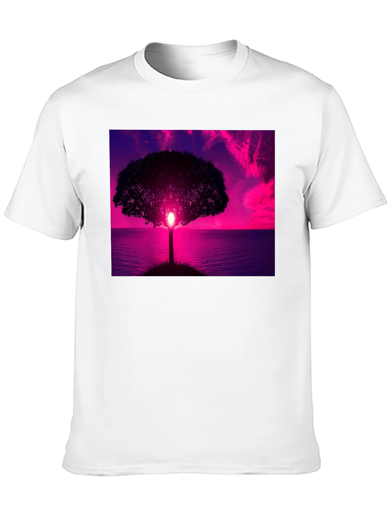 Sunset Tree Graphic Tee - Black Cotton Comfort