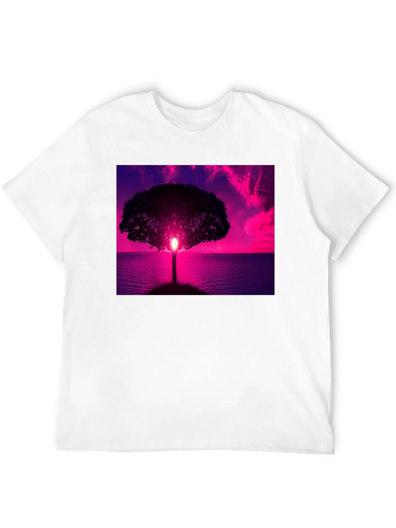 Sunset Tree Graphic Tee - Black Cotton Comfort